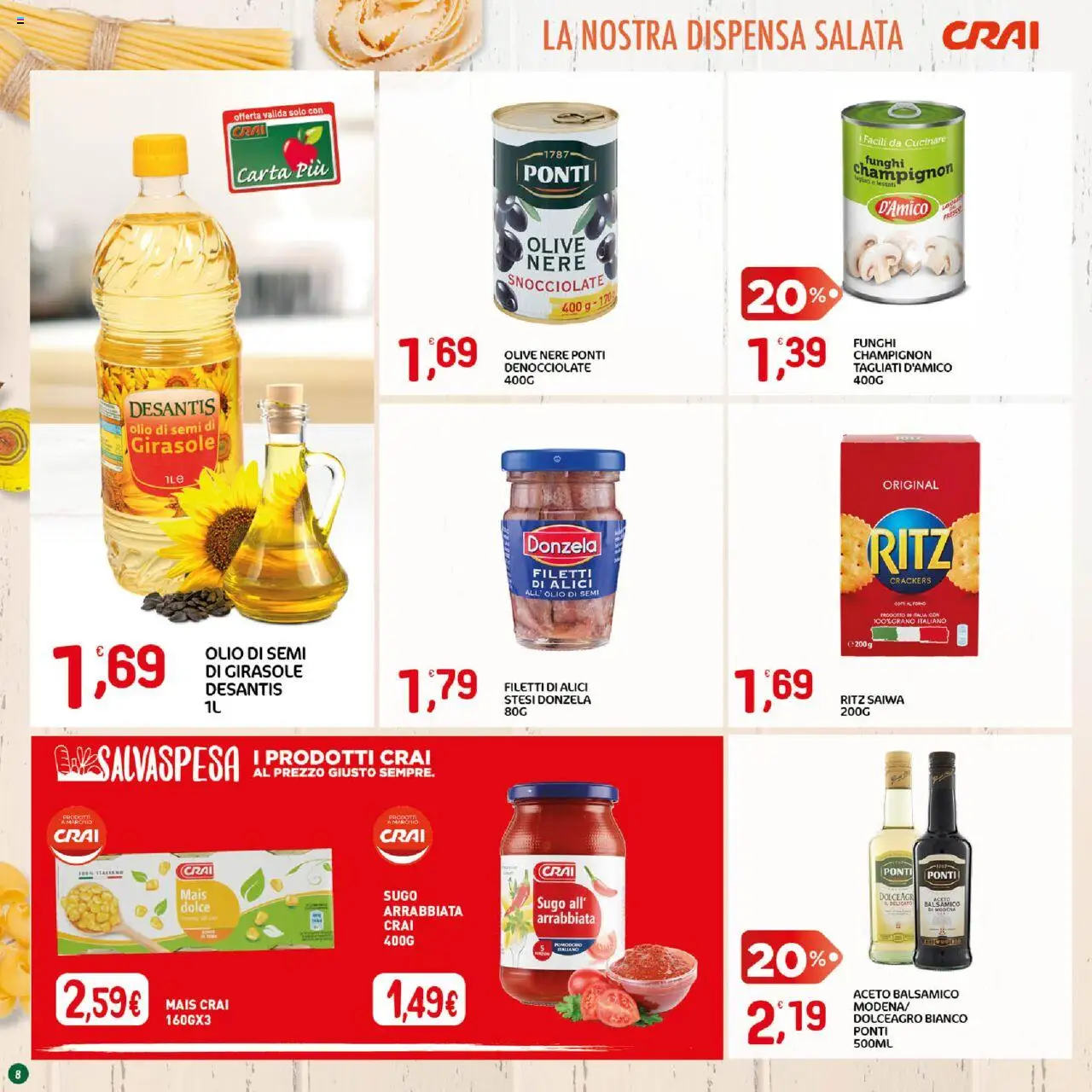 Volantino CRAI del 18.09.2025 | Pagina: 8 | Prodotti: Olio, Olive, Funghi, Crackers
