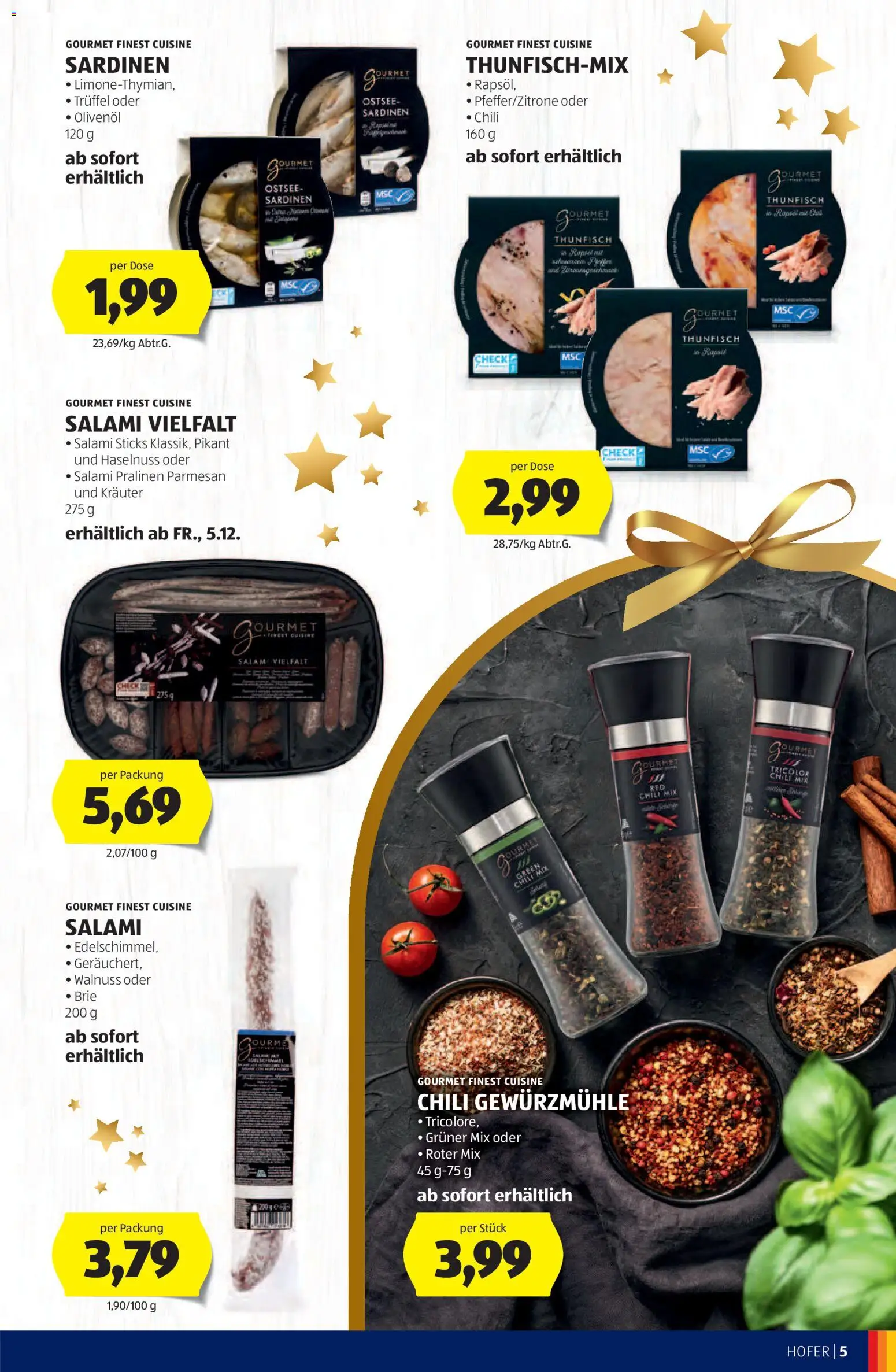 Hofer Weihnachtskatalog gültig ab 05.11.2025 | Seite: 5 | Produkte: Chili, Salami