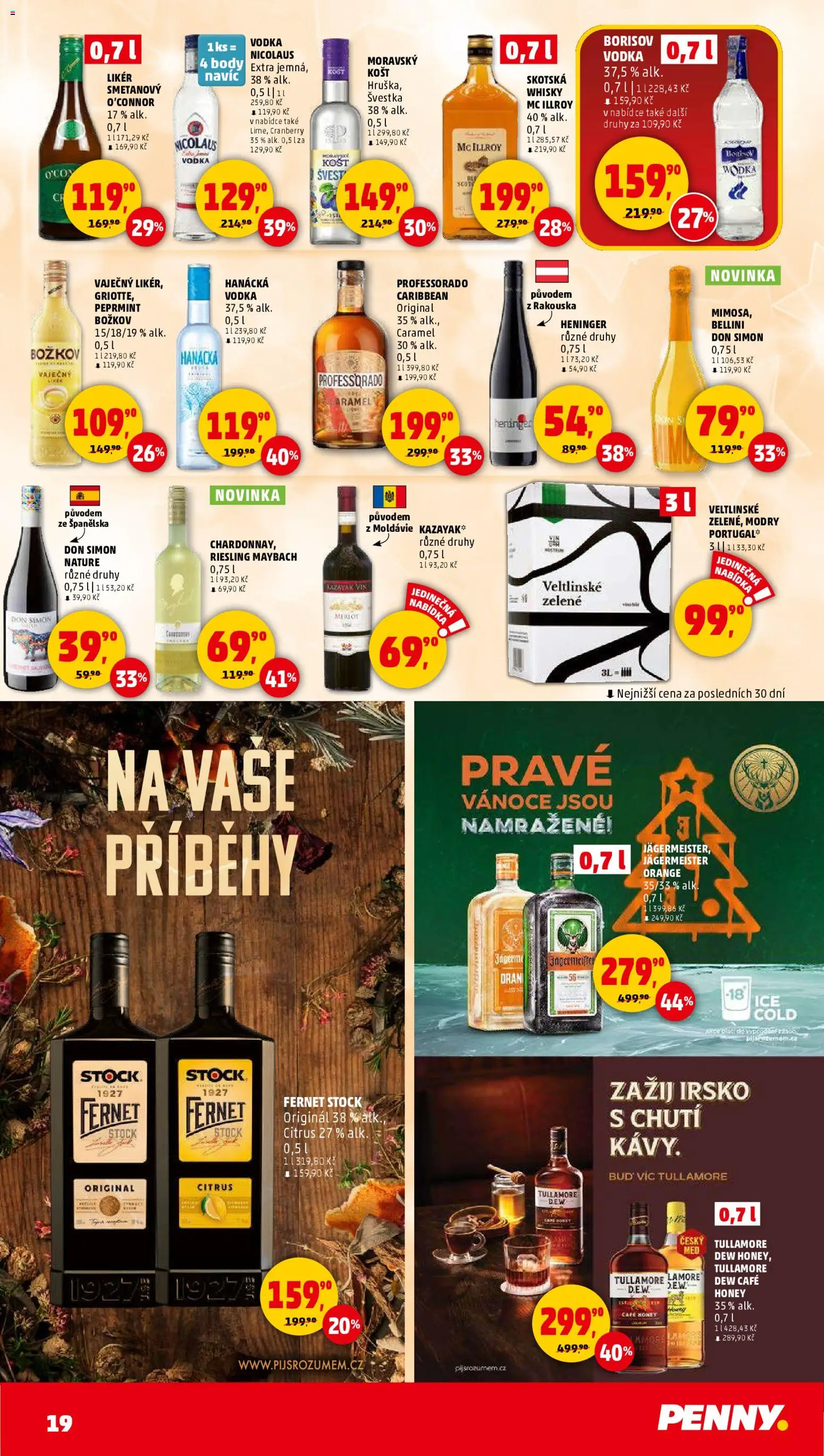 Penny Market leták - Čtvrtečník od 11.12.2025 | Strana: 19 | Produkty: Likér, Fernet, Riesling, Body