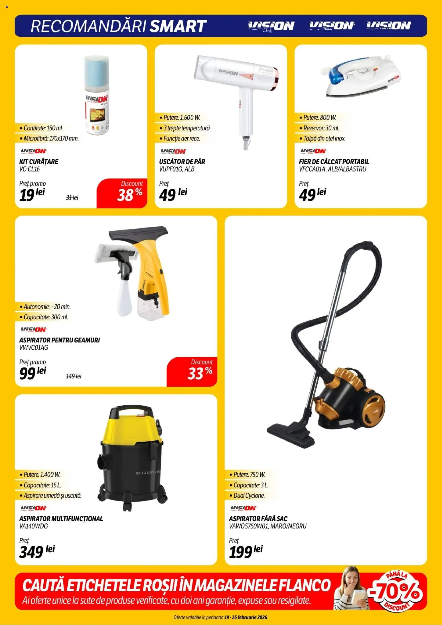 Noul catalog Flanco – valabil de la 19.02.2026 | Pagină: 21 | Produse: Fier de călcat, Uscător, Uscător De Păr, Roșii