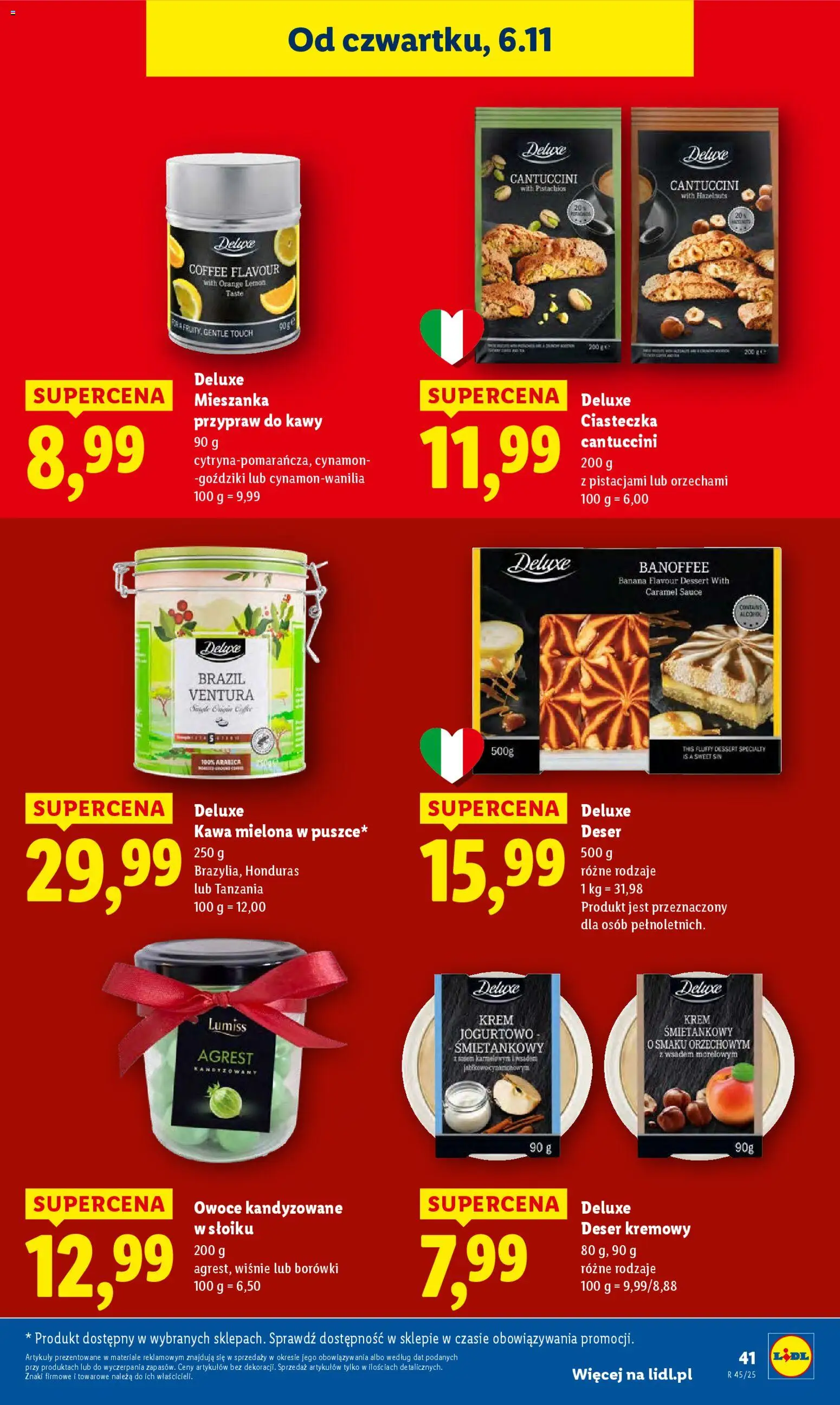 Lidl Gazetka od 06.11.2025 | Strona: 45 | Produkty: Wiśnie, Agrest, Owoce kandyzowane, Krem