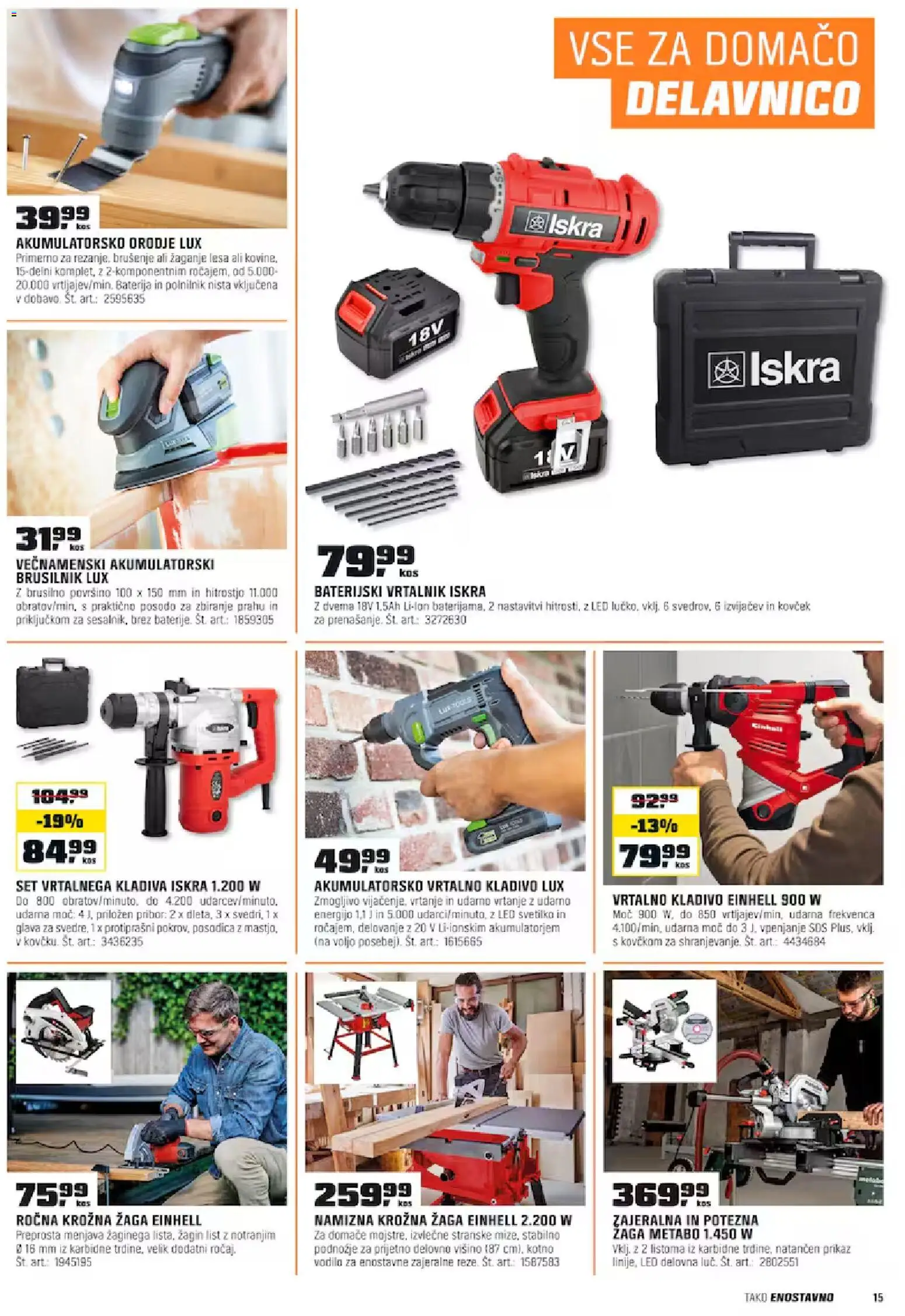 Novi OBI katalog ponudbe – veljaven od 01.11.2025 | Stran: 15 | Izdelki: Baterija, Vrtalnik, Krožna žaga, Kladivo