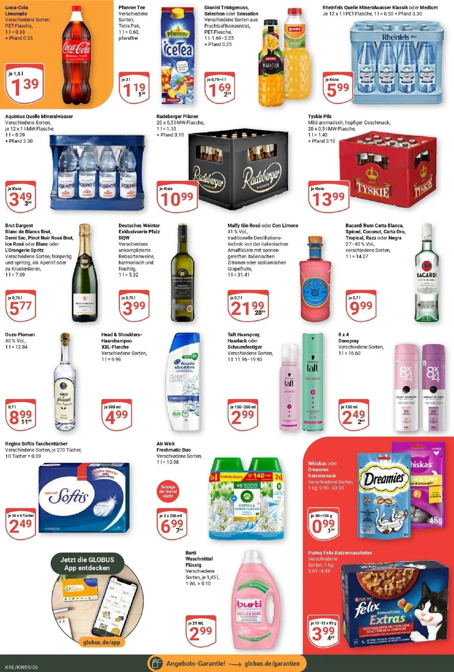 Globus Prospekt Krefeld – gültig ab 23.02.2026 | Seite: 3 | Produkte: Bacardi, Tyskie, Brut dargent, Whiskas