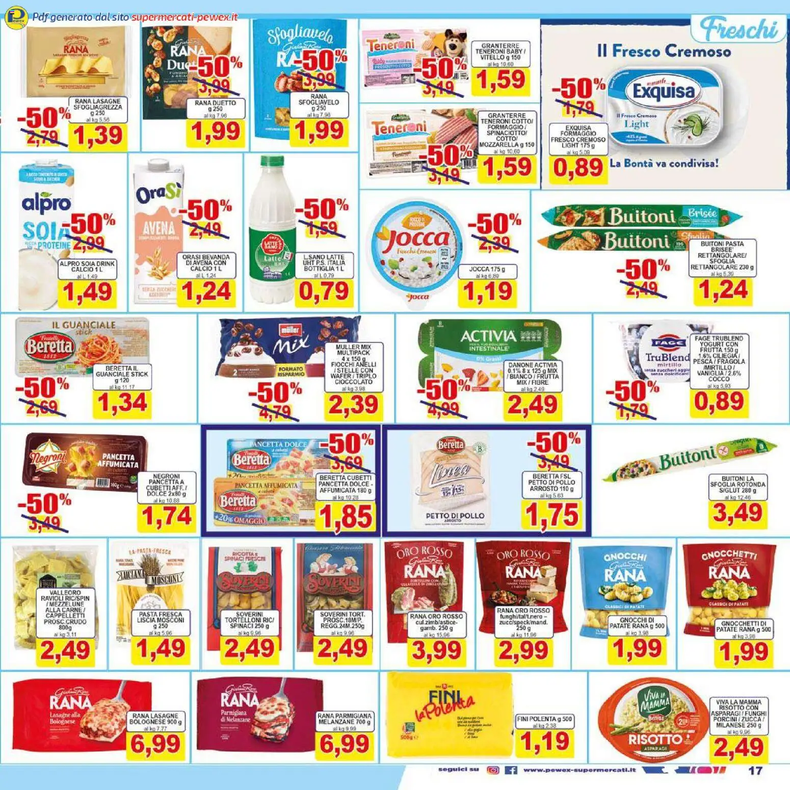 Volantino Pewex del 26.01.2026 | Pagina: 17 | Prodotti: Formaggio, Spinaci, Asparagi, Bottiglia