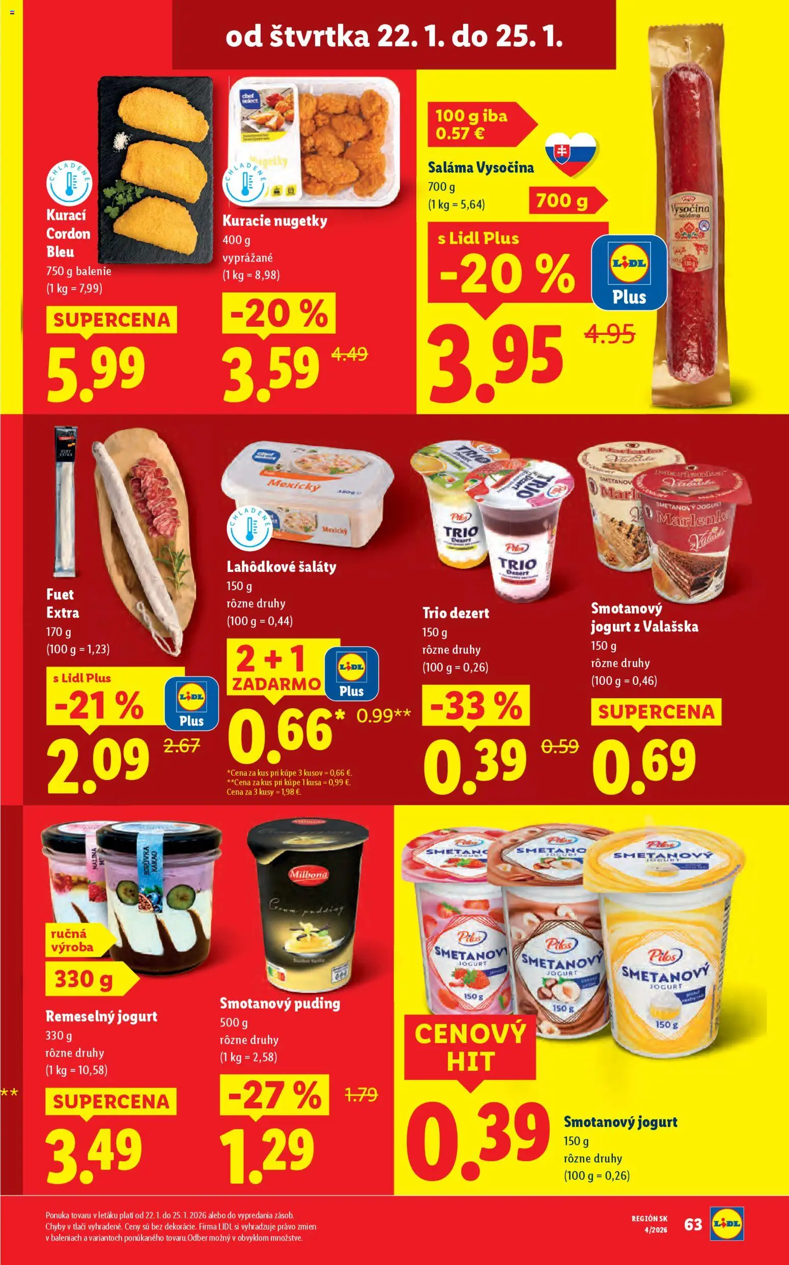 Nové Lidl akcie – leták je platný od 19.01.2026 | Strana: 71 | Produkty: Jogurt, Saláma, Puding, Marlenka
