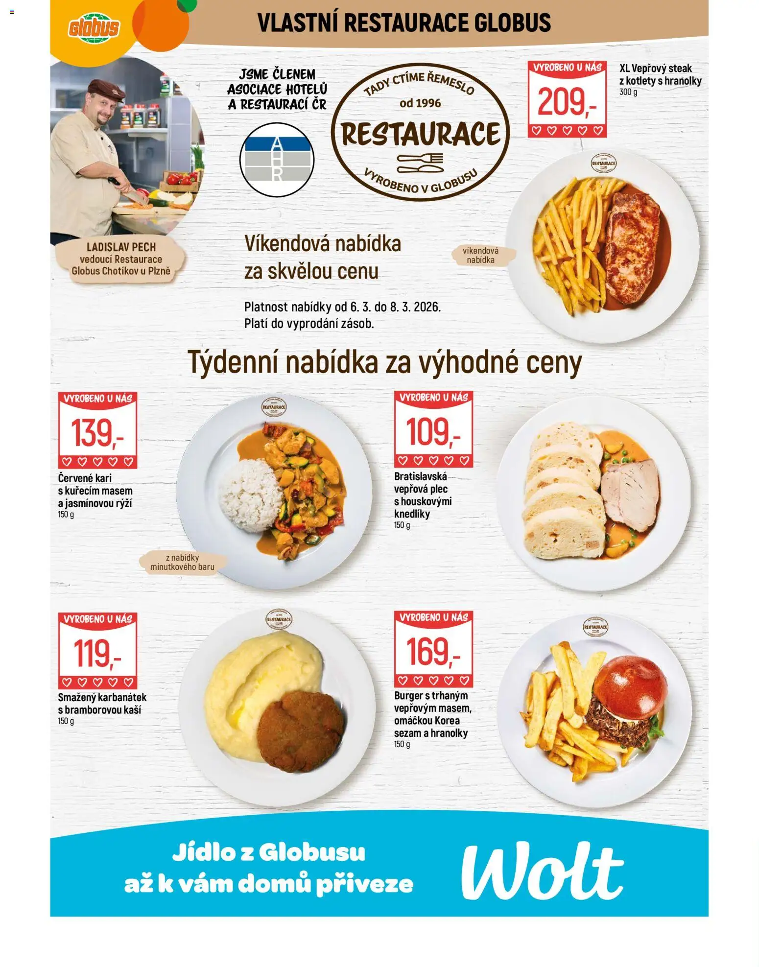 Globus leták - Plzeň od 04.03.2026 | Strana: 11 | Produkty: Burger, Hranolky, Steak, Vepřová plec