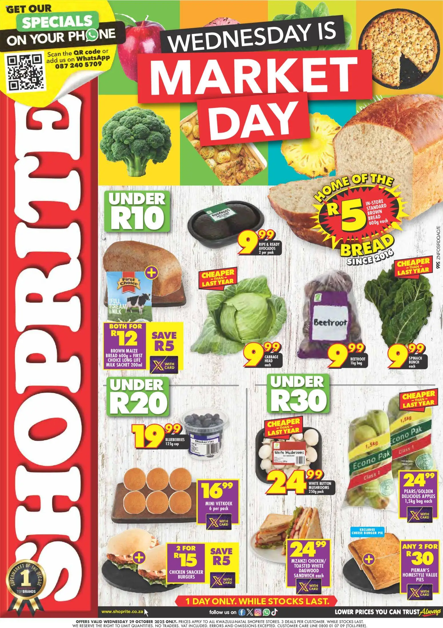 New Shoprite catalogue – valid from 29.10.2025 | Page: 1 | Products: Blueberries, Bread, Burgers, Avocados