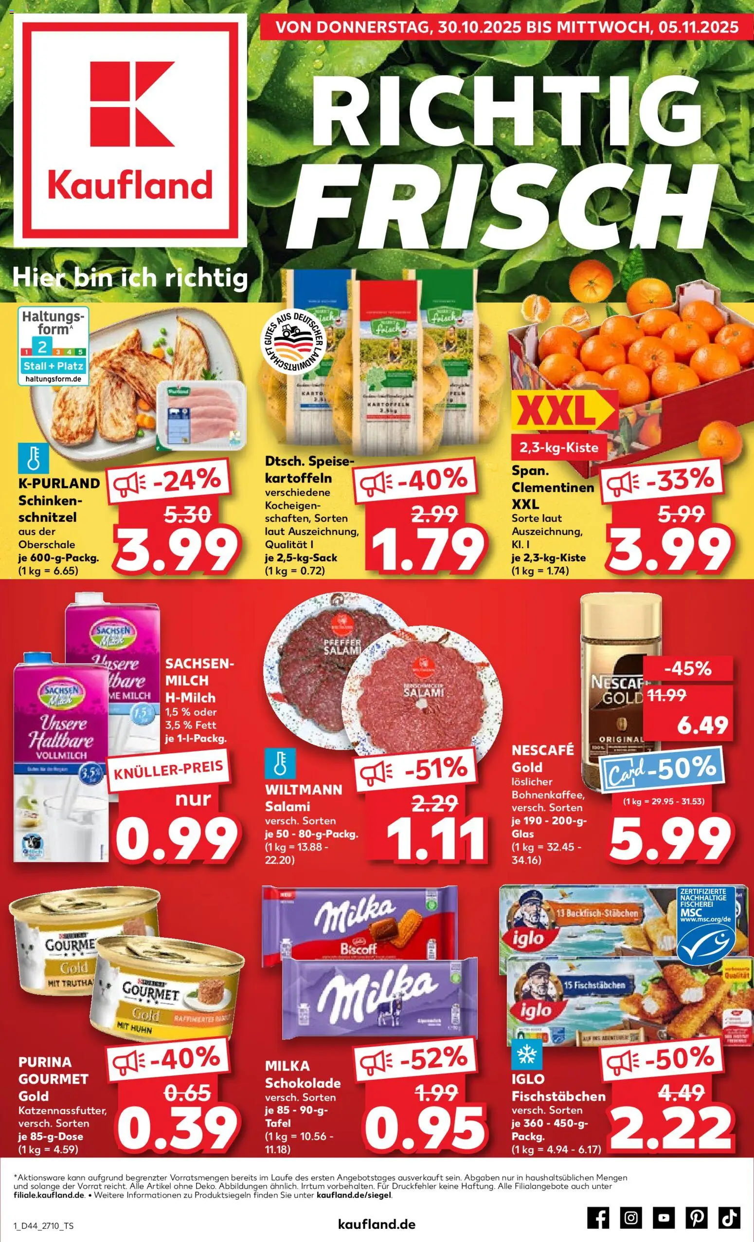 Kaufland prospekt Zeitz	 – gültig ab 30.10.2025 | Seite: 1 | Produkte: Nescafe, Milch, Fischstabchen, Nescafe gold