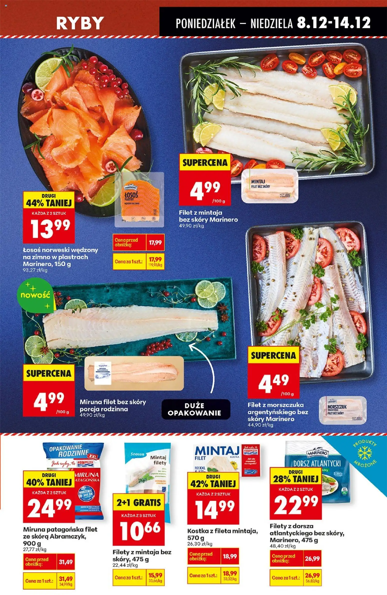 Biedronka gazetka od 08.12.2025 | Strona: 43 | Produkty: Dorsz atlantycki, Łosoś, Morszczuk, Ryby