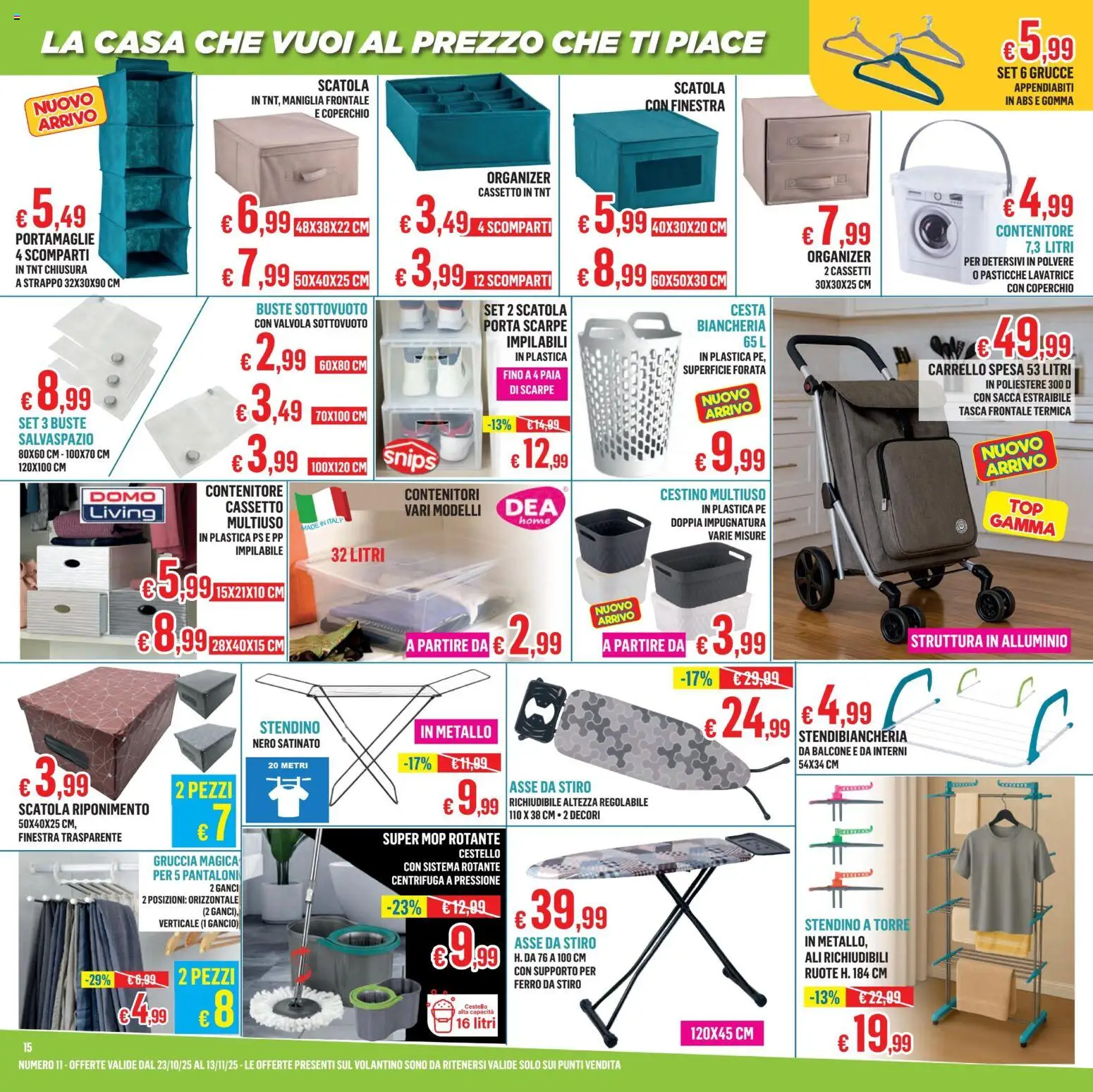 Volantino Satur del 23.10.2025 | Pagina: 15 | Prodotti: Scarpe, Stendino, Alluminio, Scatola