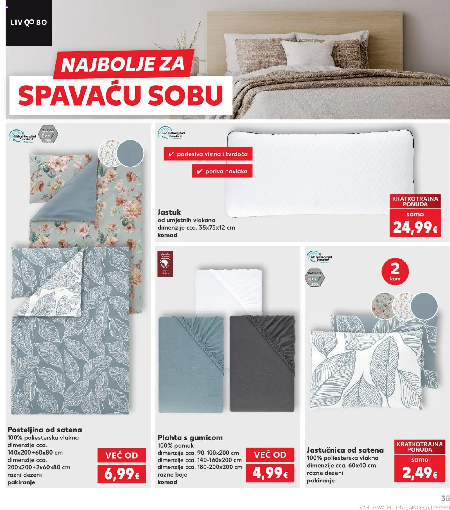 Kaufland katalog | vrijedi od 25.03.2026 | Stranica: 35 | Proizvodi: Jastuk, Jastučnica, Plahta, Posteljina