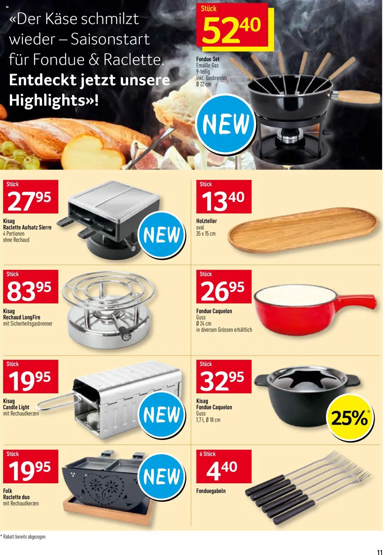 Prodega Aktionen Fondue/Raclette – gültig ab 06.10.2025 | Seite: 11 | Produkte: Käse, Raclette, Fondue