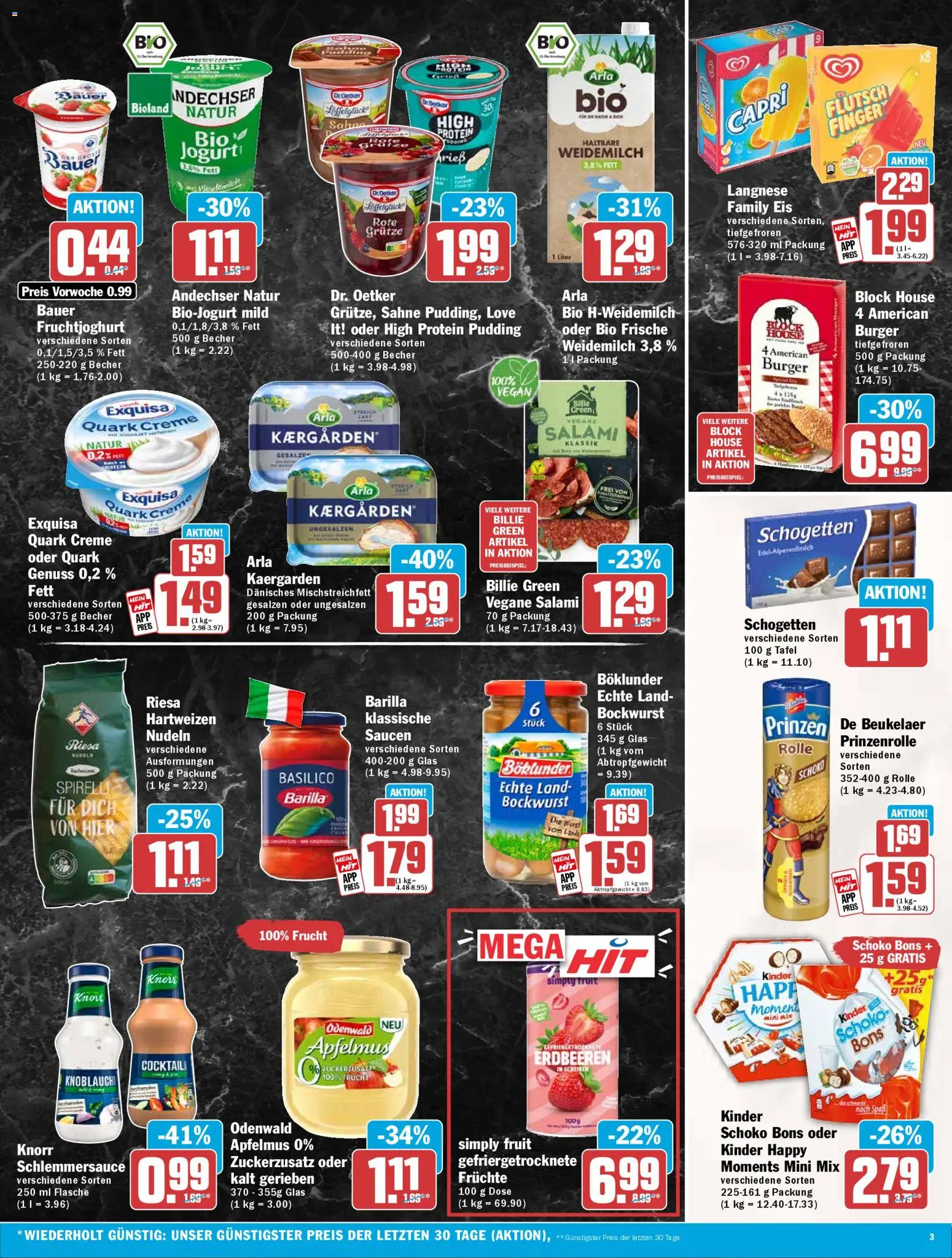 HIT Prospekt 	 – gültig ab 06.04.2026 | Seite: 3 | Produkte: Langnese, Barilla, Knorr, Exquisa