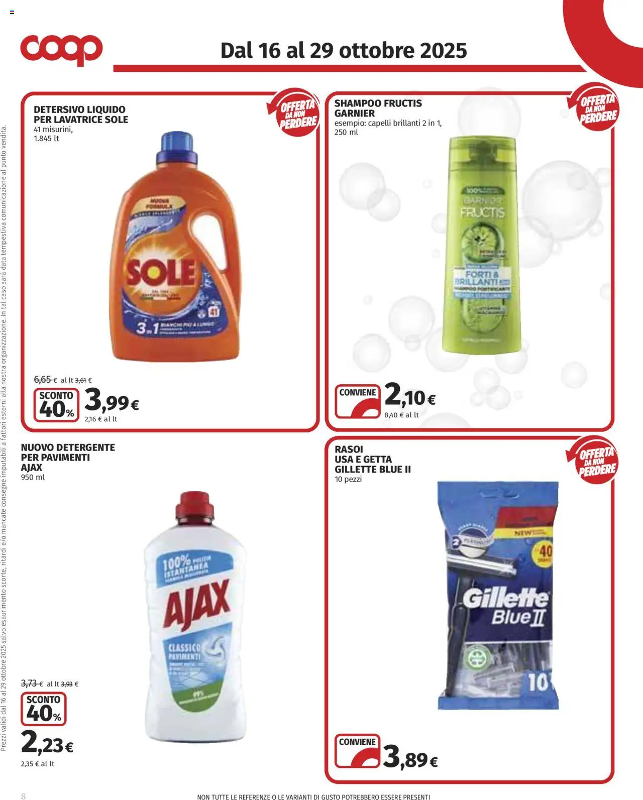 Volantino COOP del 16.10.2025 | Pagina: 8 | Prodotti: Shampoo, Detergente, Lavatrice, Data