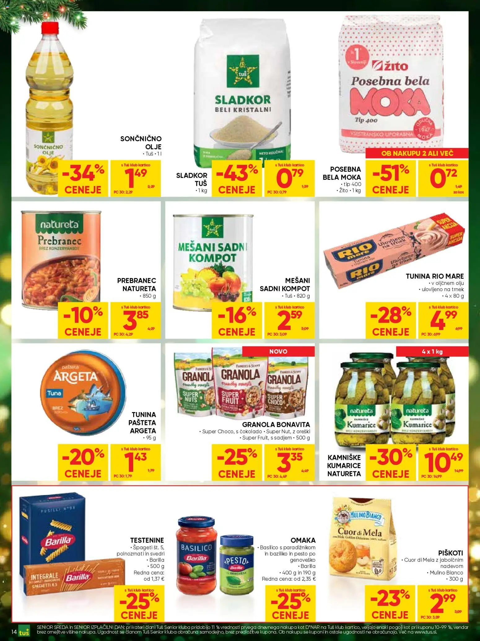 Novi Tuš katalog ponudbe – veljaven od 23.12.2025 | Stran: 14 | Izdelki: Moka, Testenine, Omaka, Svedri