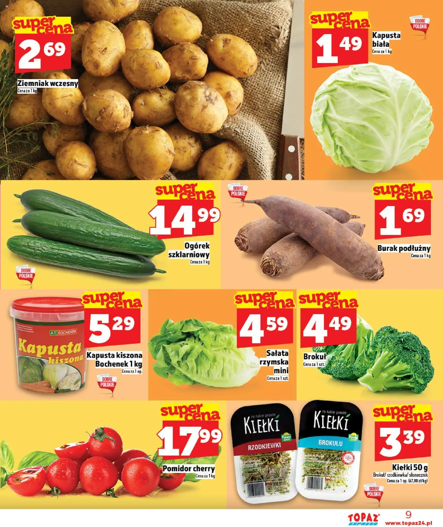 Topaz gazetka - Express od 05.03.2026 | Strona: 9 | Produkty: Kapusta, Brokuł, Kapusta kiszona, Słonecznik