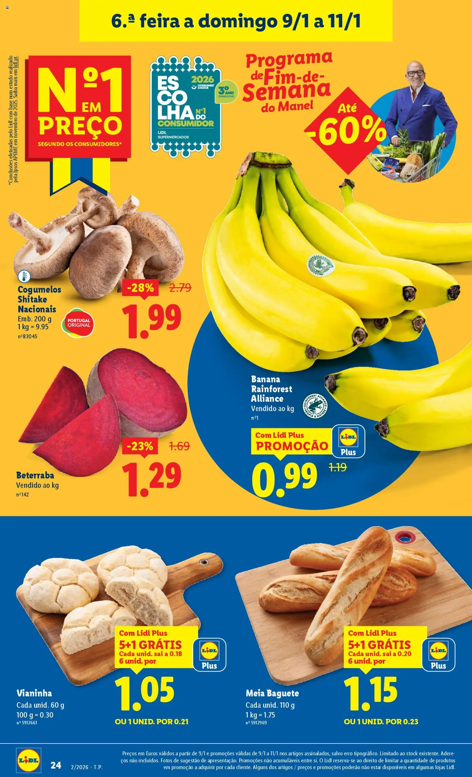 Lidl folheto │ válido de 05.01.2026 | Página: 24 | Produtos: Banana, Beterraba, Base, Cogumelos