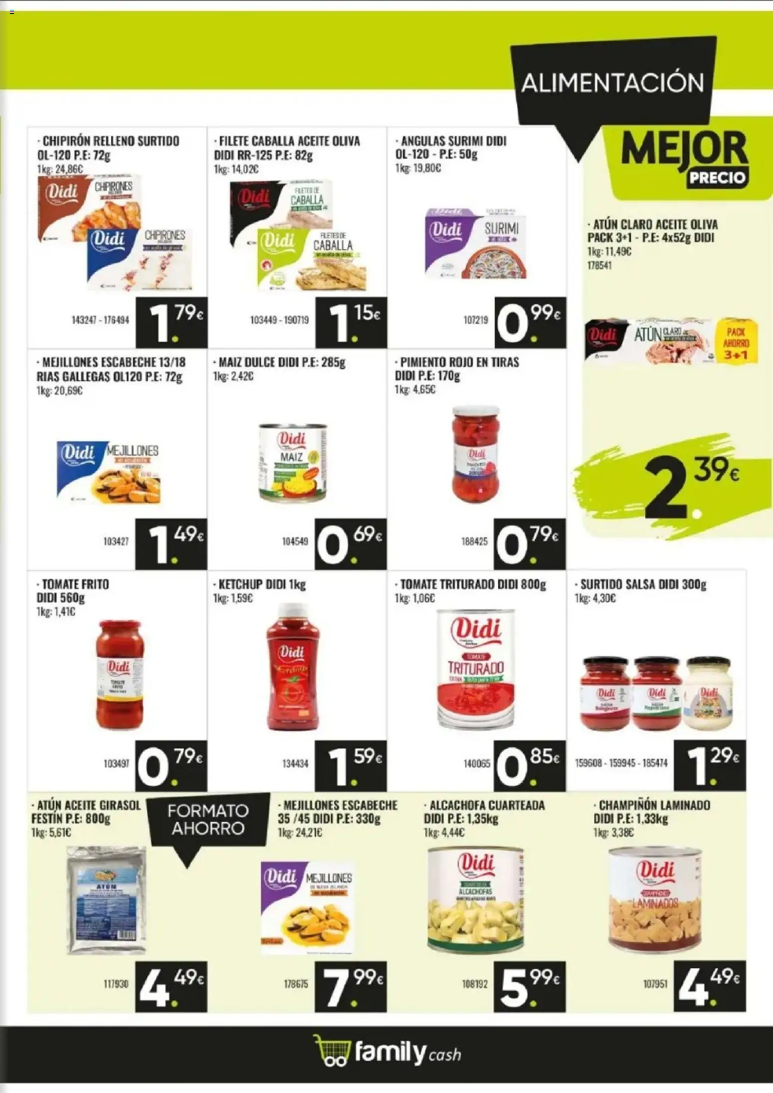 Family Cash folleto │ válido desde el 06.04.2026 | Página: 7 | Productos: Mejillones escabeche, Aceite, Filete, Tomate triturado