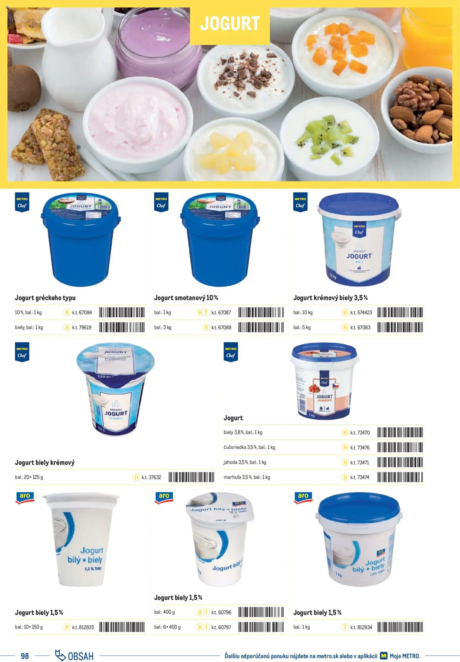 Nové Metro akcie – leták je platný od 01.01.2025 | Strana: 98 | Produkty: Jogurt, Biely jogurt