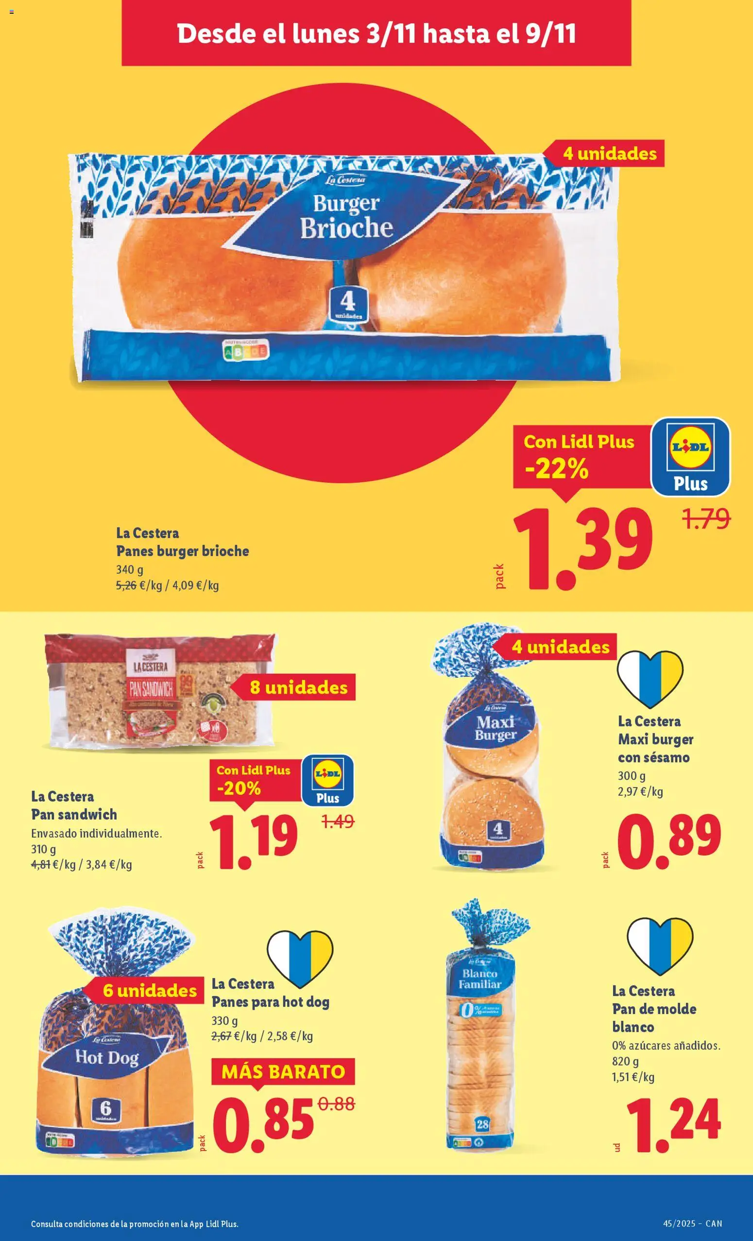 Lidl - Canarias │ válido desde el 03.11.2025 | Página: 19 | Productos: Pan, Pan de molde