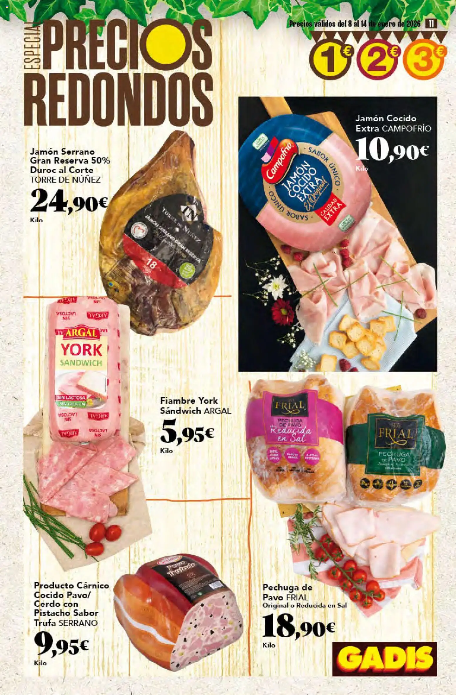 Gadis - folleto │ válido desde el 08.01.2026 | Página: 11 | Productos: Jamón serrano, Jamón, Jamón cocido, Cerdo