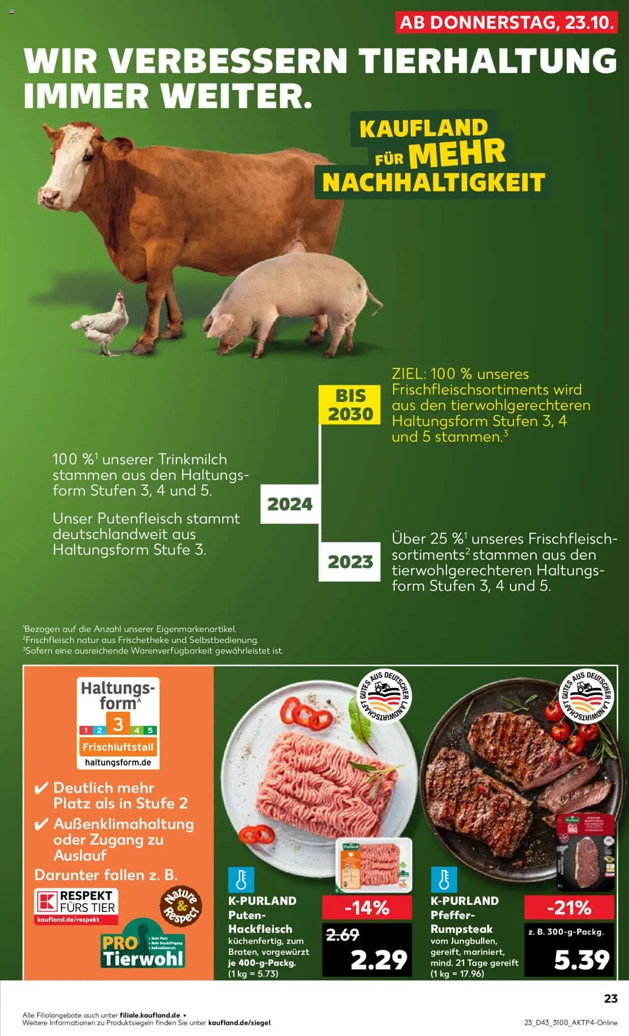 Kaufland prospekt Leipzig	 – gültig ab 23.10.2025 | Seite: 23 | Produkte: Rumpsteak, Pfeffer, Steak, Hackfleisch