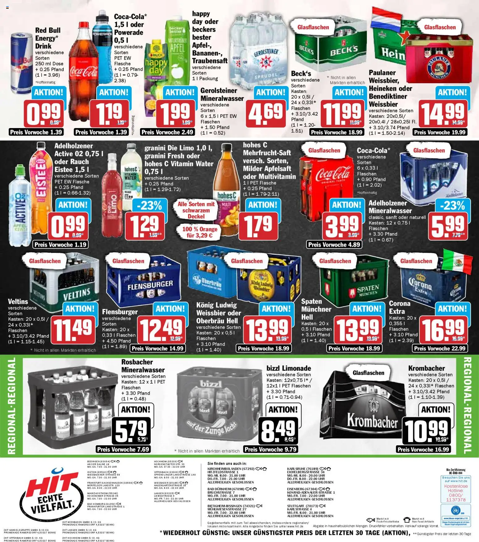 HIT - Hessen – gültig ab 27.10.2025 | Seite: 19 | Produkte: Bananen, Heineken, Krombacher, Hohes c