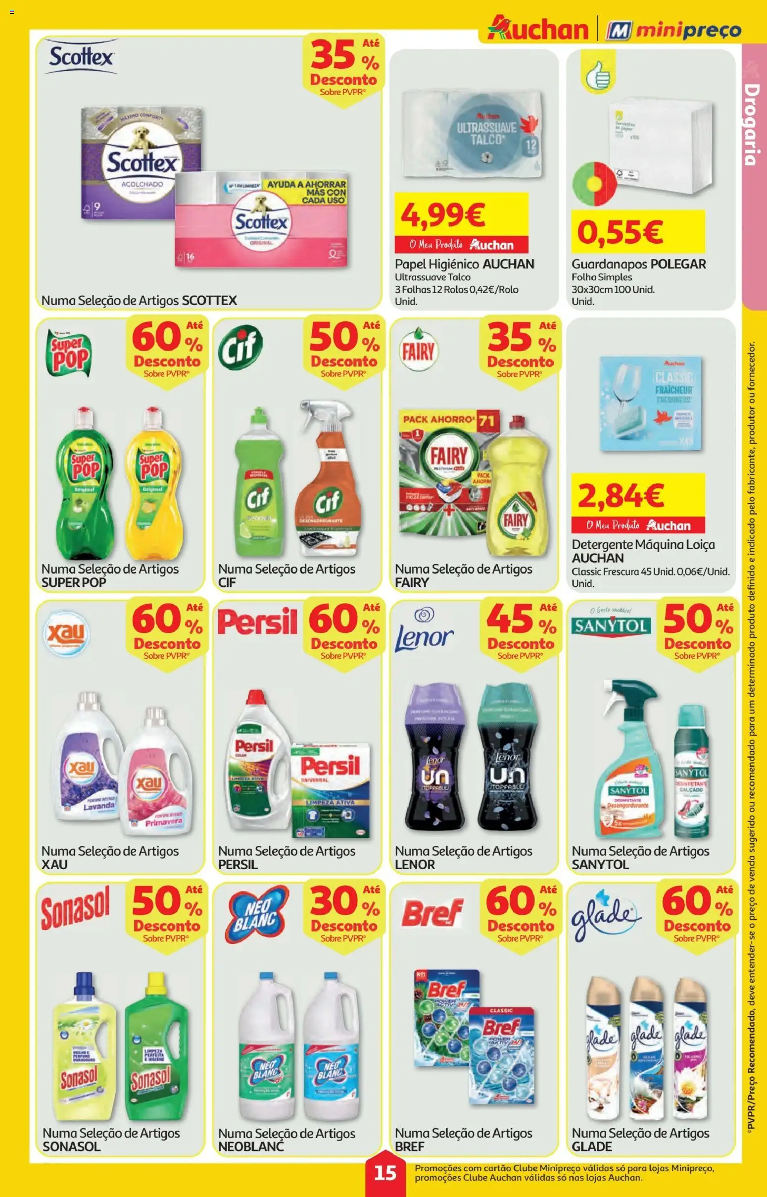 Minipreço folheto │ válido de 26.02.2026 | Página: 15 | Produtos: Papel higiénico, Guardanapos, Detergente, Persil