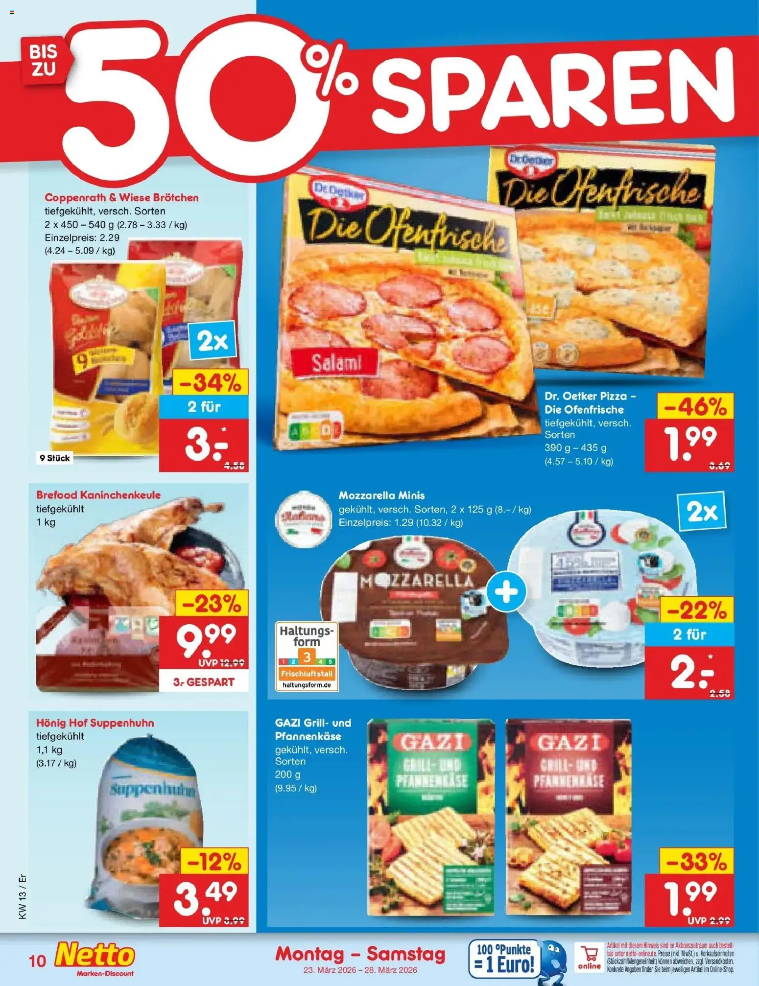 Netto Marken-Discount Prospekt Jena-Lobeda	 – gültig ab 23.03.2026 | Seite: 10 | Produkte: Grill, Mozzarella, Salami, Pizza