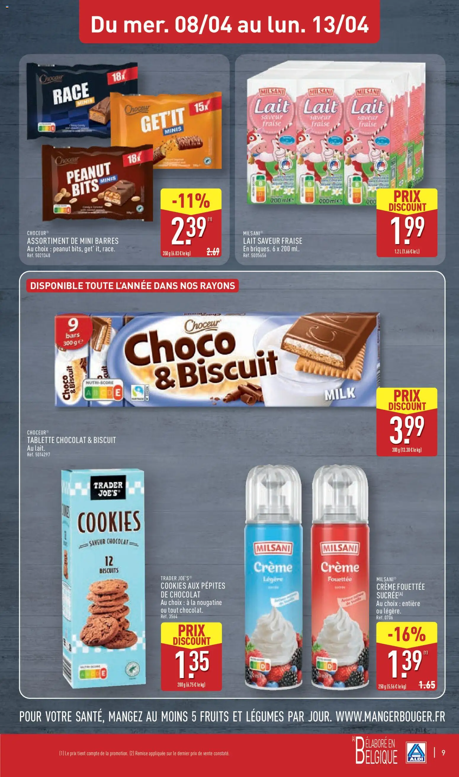 {H1} | Page: 13 | Produits: Chocolat, Crème fouettée, Crème, Biscuits