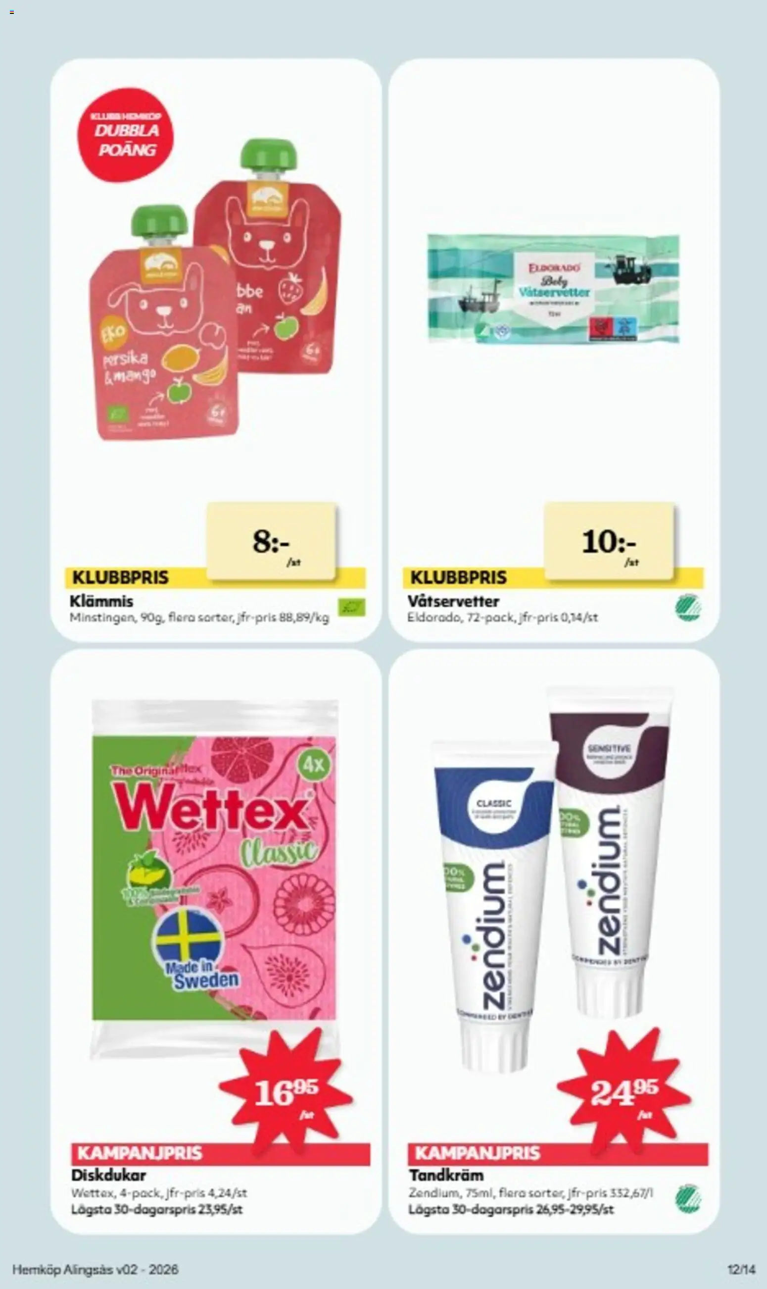 Hemköp reklamblad aktuell från 05.01.2026 | Sida: 12 | Produkter: Klämmis, Tandkräm, Persika