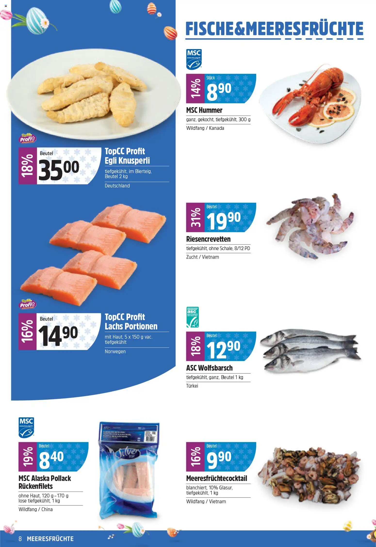 TopCC aktionen – gültig ab 09.03.2026 | Seite: 8 | Produkte: Lachs, Meeresfrüchte