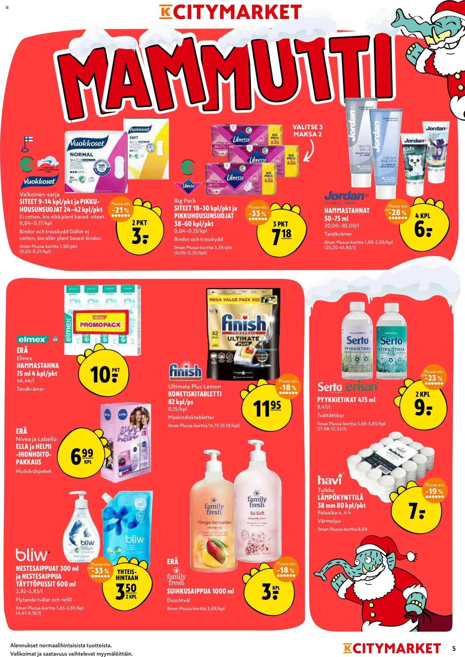 K-Citymarket tarjoukset – voimassa 08.12.2025 alkaen | Sivu: 5 | Tuotteet: Mango, Hammastahna, Siteet