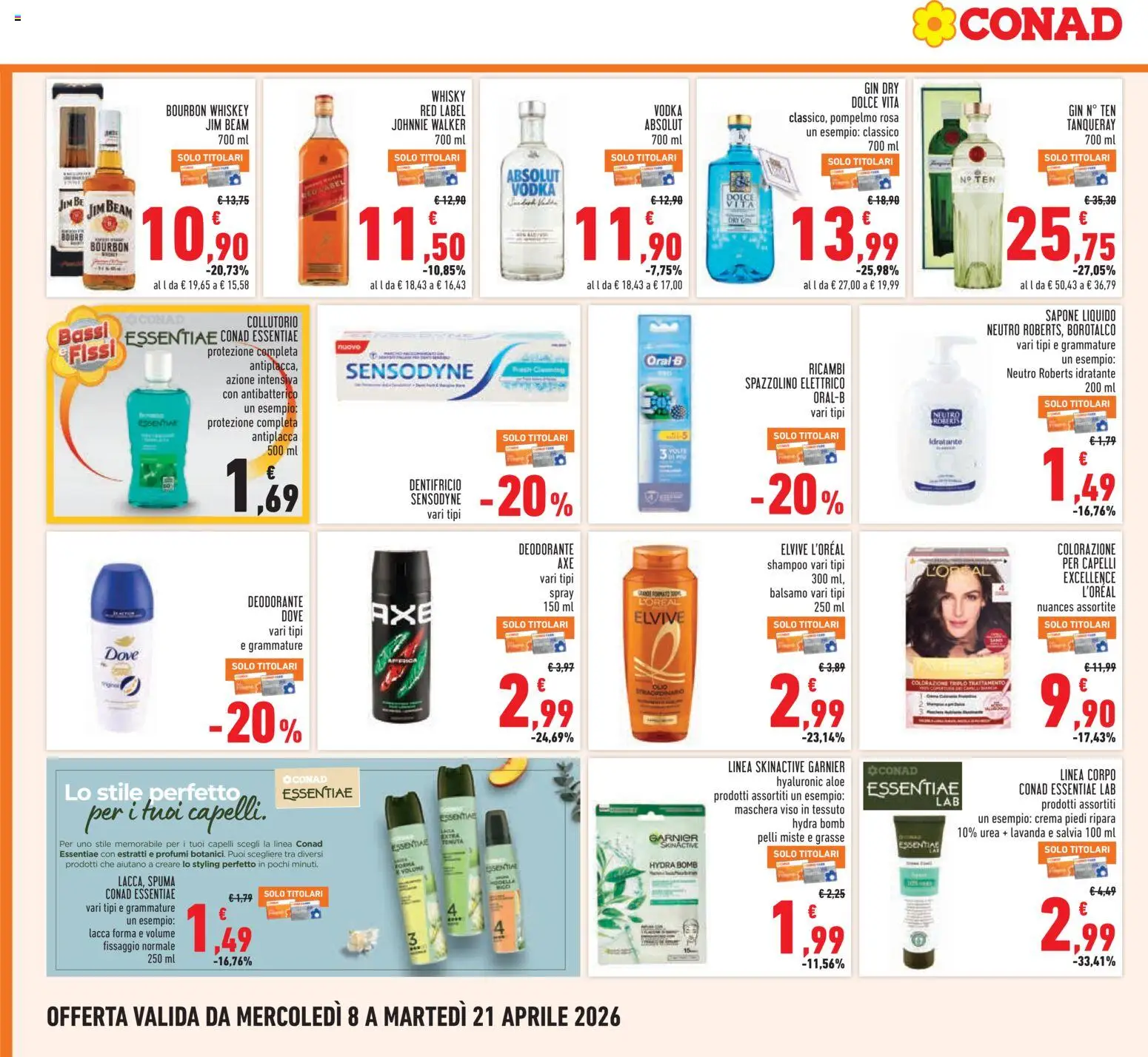Volantino Conad del 08.04.2026 | Pagina: 20 | Prodotti: Maschera, Sapone, Deodorante, Vodka