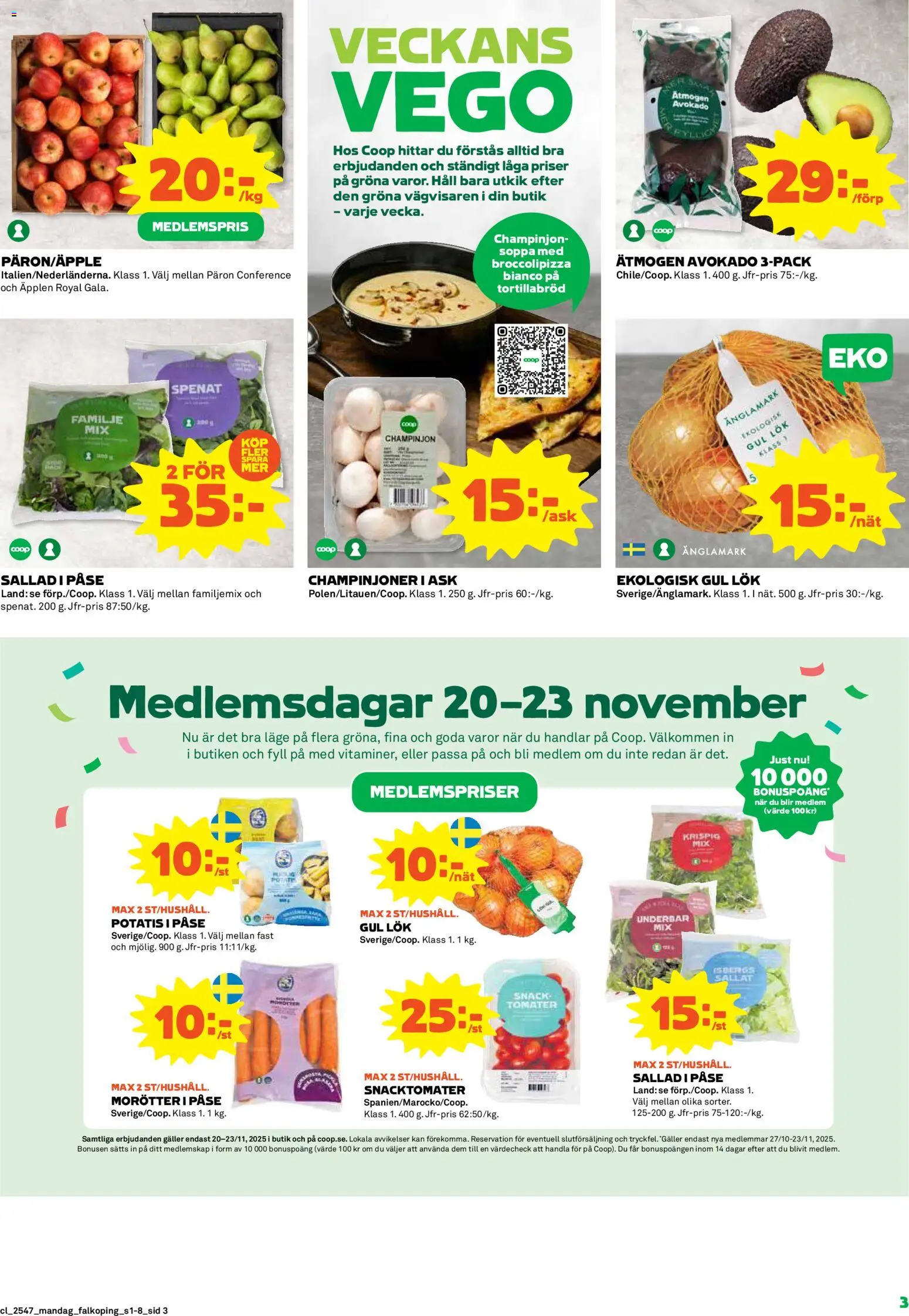 Coop reklamblad aktuell från 17.11.2025 | Sida: 3 | Produkter: Galler, Äpplen, Häll, Soppa