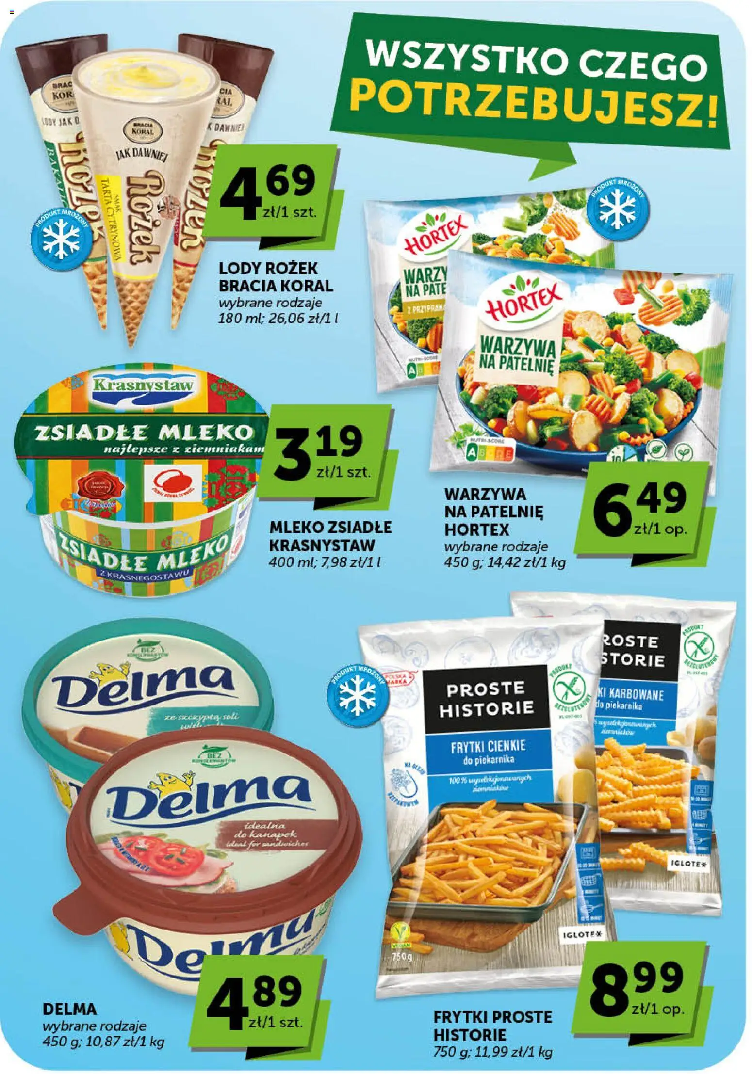 Euro Sklep gazetka - Minimarket od 16.04.2026 | Strona: 9 | Produkty: Zsiadłe mleko, Patelnie, Frytki, Warzywa