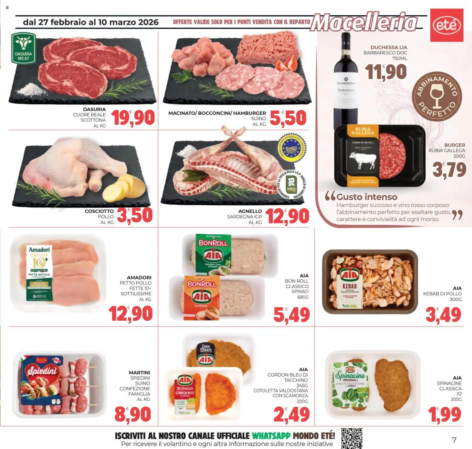 Volantino Eté del 27.02.2026 | Pagina: 7 | Prodotti: Pollo, Agnello, Hamburger, Spiedini