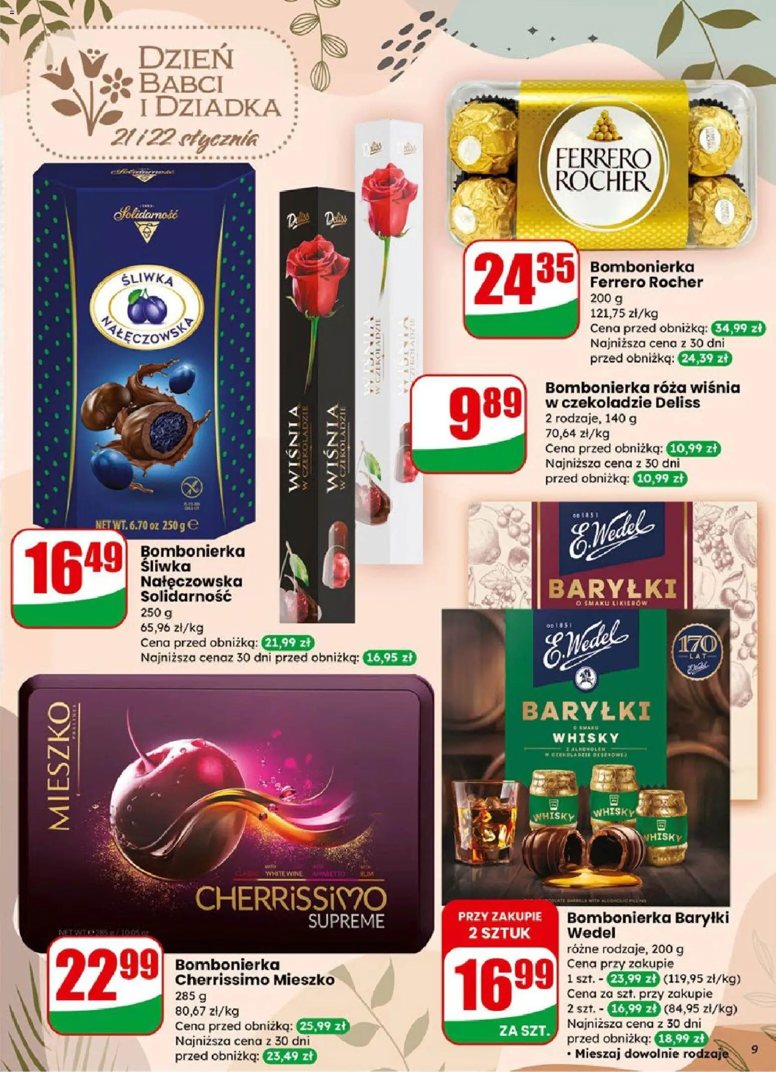 Dino Gazetka od 21.01.2026 | Strona: 9 | Produkty: Śliwka nałęczowska, Baryłki wedel, Whisky, Ferrero rocher