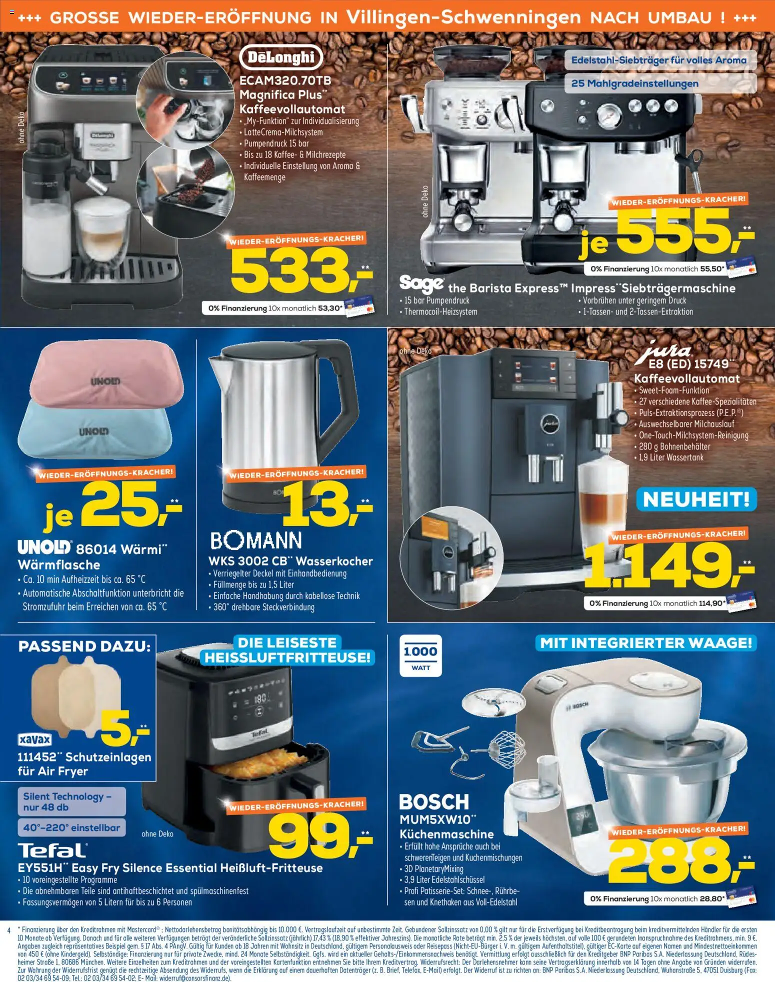 Euronics Prospekt 	 – gültig ab 22.10.2025 | Seite: 4 | Produkte: Wasserkocher, Kaffee, Kaffeevollautomat, Heißluftfritteuse