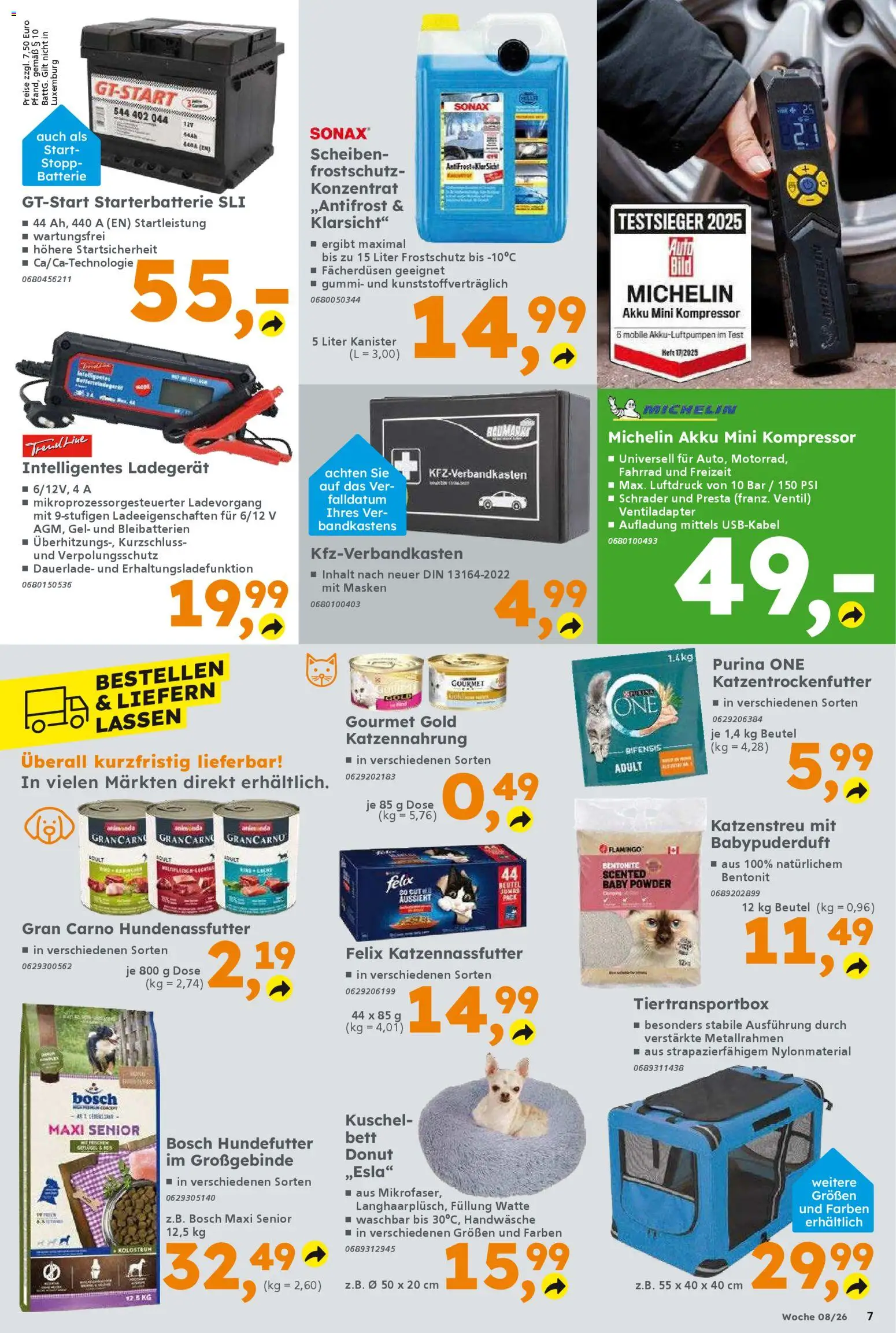 Globus Baumarkt - Prospekt für Neustadt an der Weinstraße – gültig ab 16.02.2026 | Seite: 7 | Produkte: Purina one, Bett, Batterie, Ladegerät