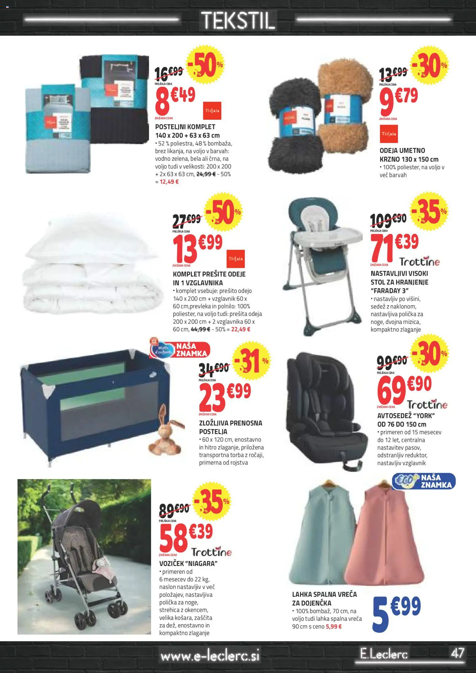 Novi E.leclerc katalog ponudbe – veljaven od 07.01.2026 | Stran: 7 | Izdelki: Torba, Prešita odeja, Vzglavnik, Odeja