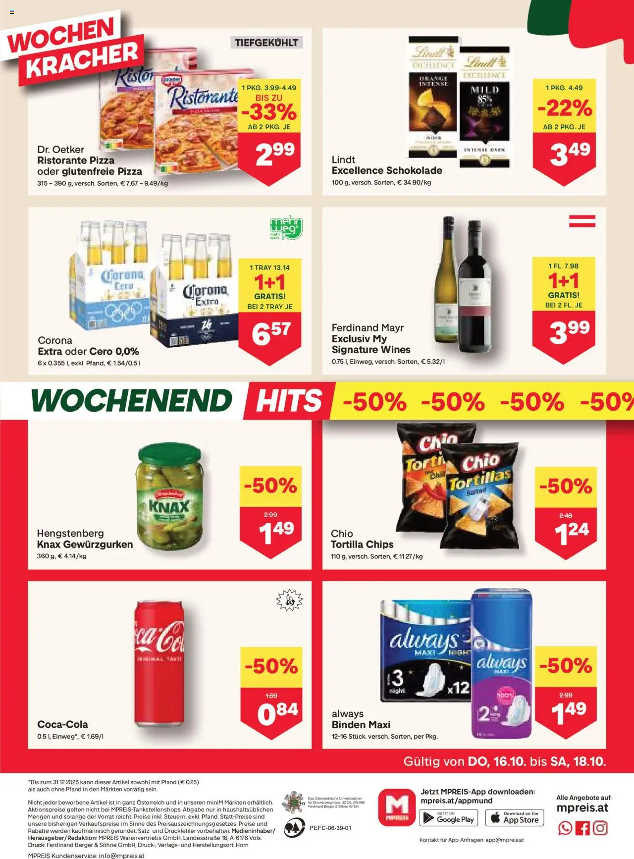 MPREIS Hohenems gültig ab 16.10.2025 | Seite: 12 | Produkte: Chips, Schokolade, Pizza