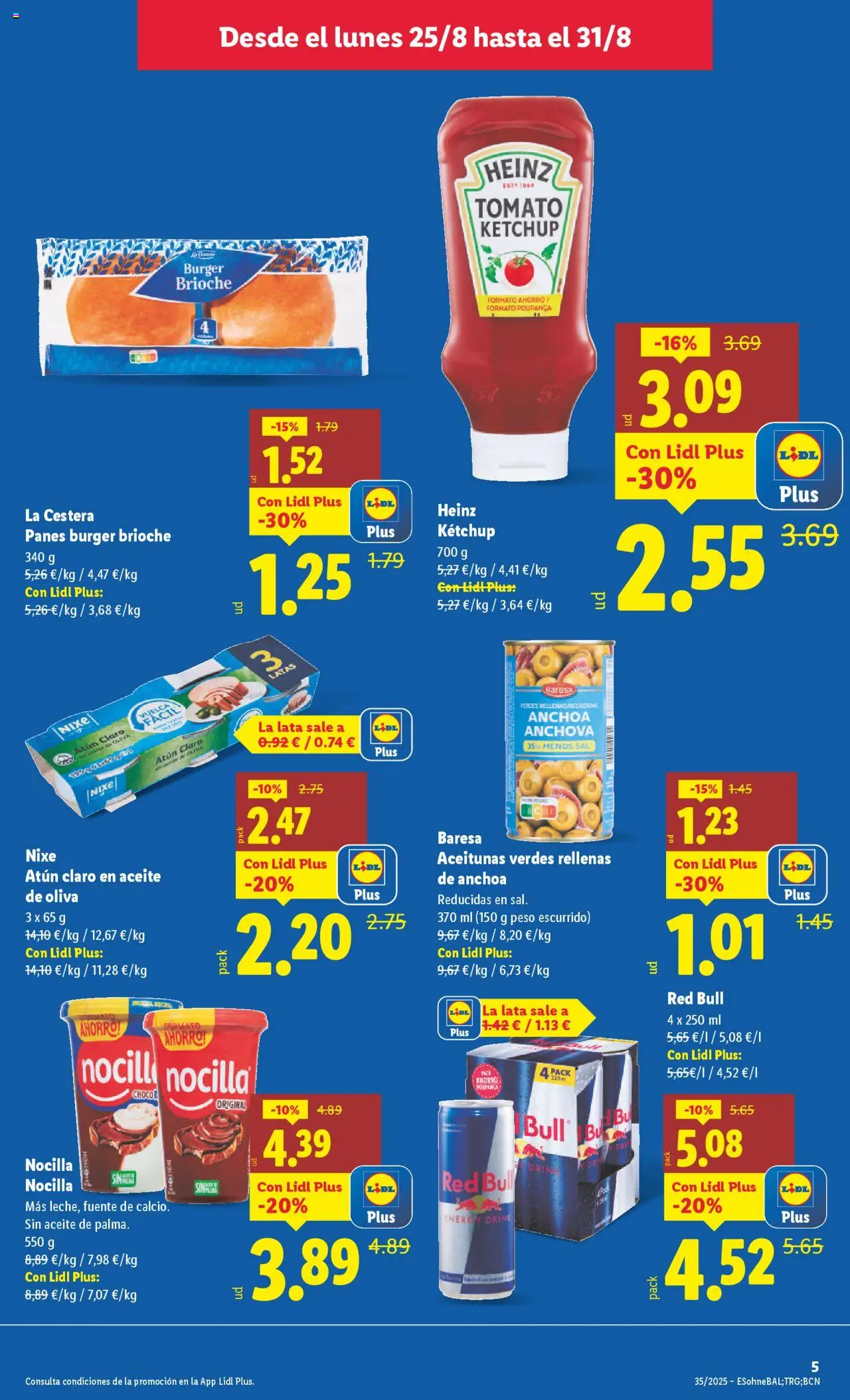 Lidl catálogo VAL │ válido desde el 25.08.2025 | Página: 5 | Productos: Aceite, Aceite de oliva, Anchoa, Atún claro