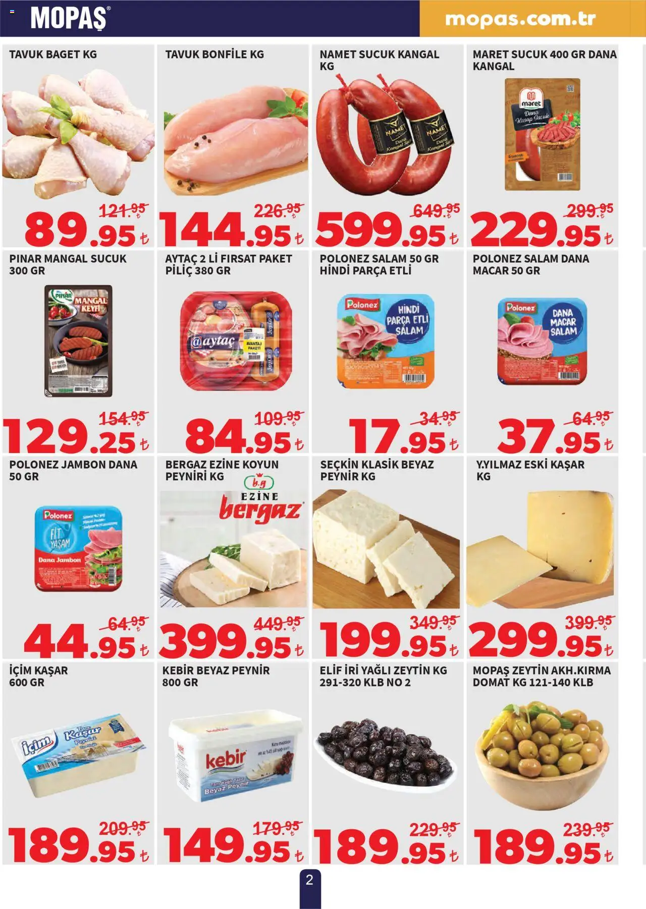 Mopaş Katalog - 19.06.2025 tarihinden itibaren geçerlidir | Sayfa: 2 | Ürünler: Peynir, Salam, Piliç, Sucuk