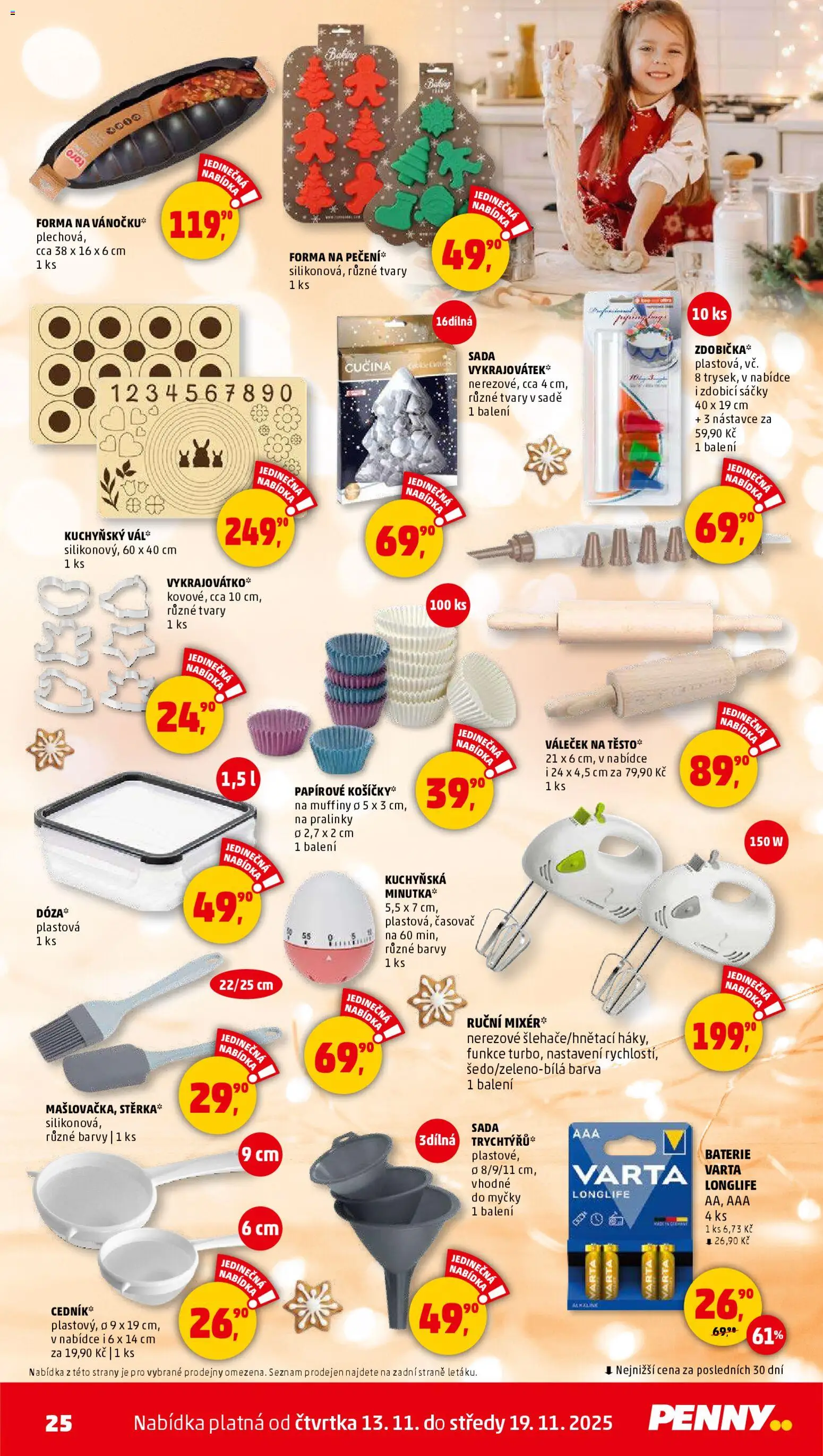 Penny Market leták - Čtvrtečník od 13.11.2025 | Strana: 25 | Produkty: Vál, Váleček na těsto, Baterie, Barvy