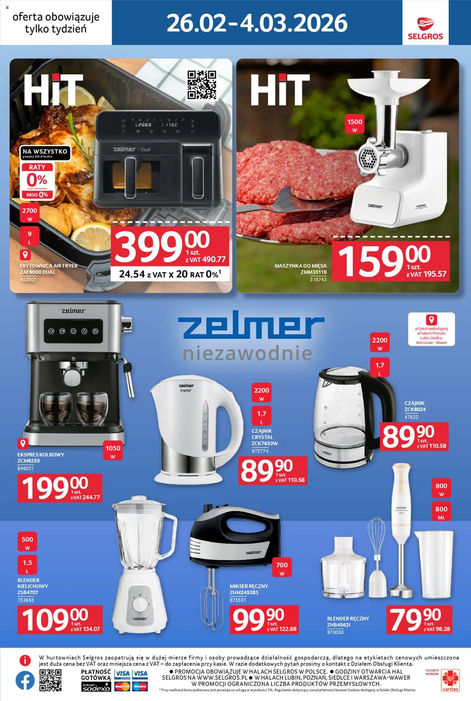 Selgros cash&carry Gazetka - Jeszcze więcej super promocji od 26.02.2026 | Strona: 10 | Produkty: Czajnik, Mikser, Maszynka do mięsa, Blender kielichowy