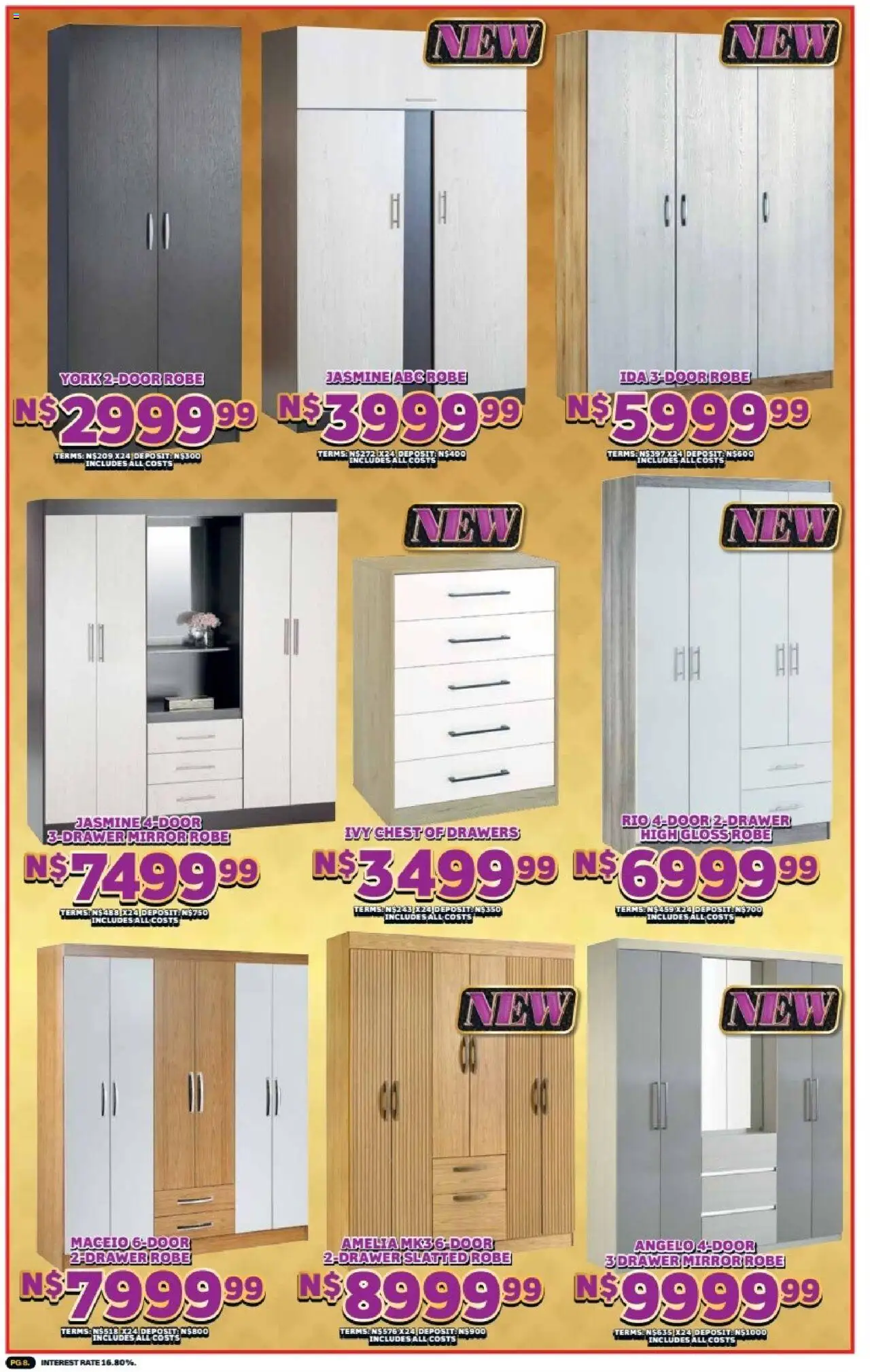 New Lewis Stores catalogue – valid from 01.10.2025 | Page: 8 | Products: Gloss, Chest of drawers, Mirror
