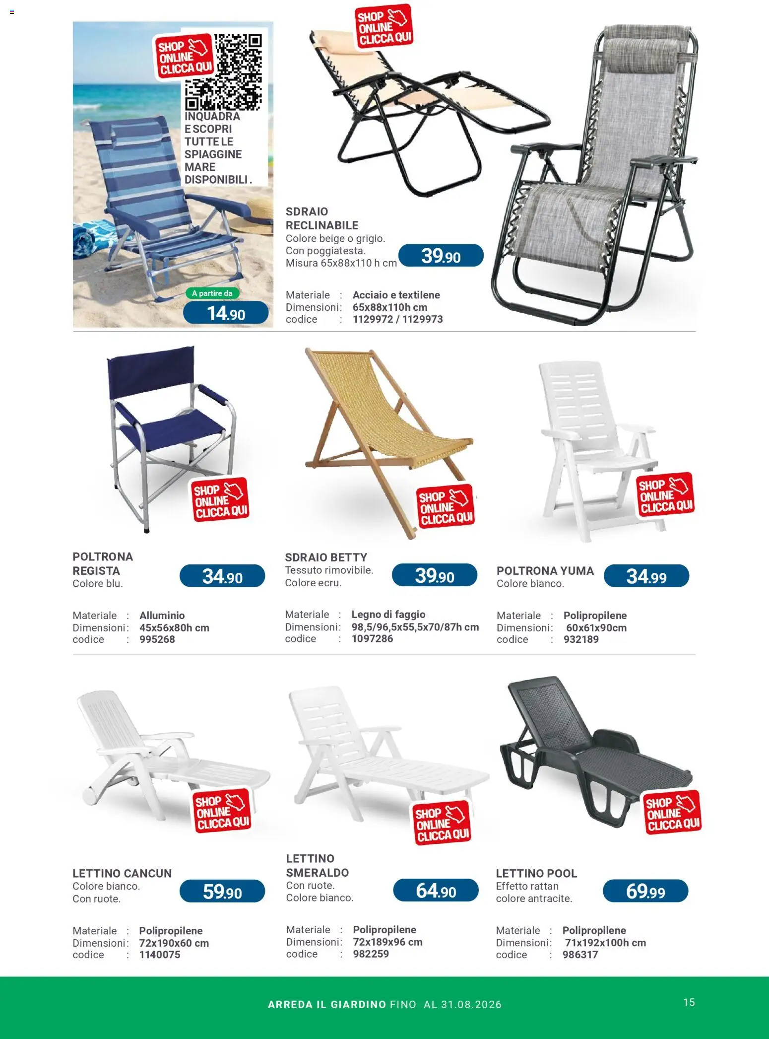 Volantino CFadda del 08.04.2026 | Pagina: 15 | Prodotti: Sdraio, Lettino, Alluminio, Poltrona