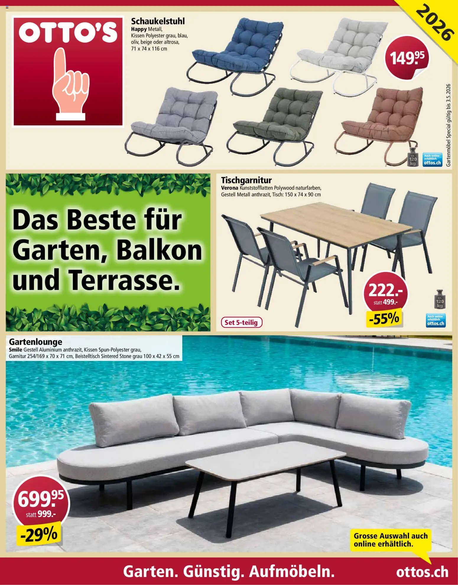 Otto's Aktionen Gartenmöbel – gültig ab 03.03.2026 | Seite: 1 | Produkte: Tisch, Kissen, Gartenmöbel, Beistelltisch