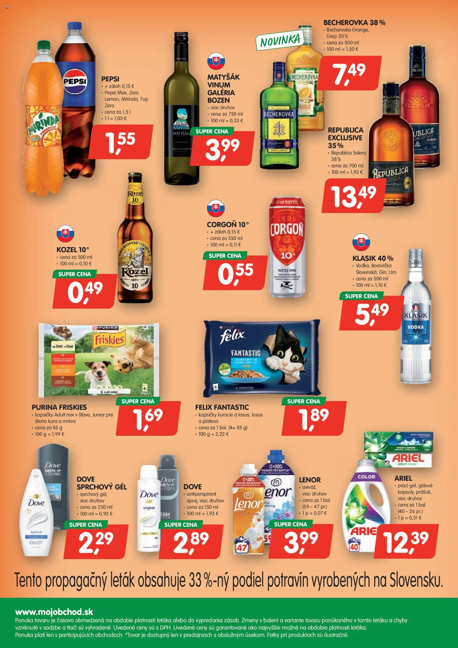 Nové Môj obchod akcie – leták je platný od 24.04.2026 | Strana: 4 | Produkty: Borovička, Božkov, Losos, Vodka